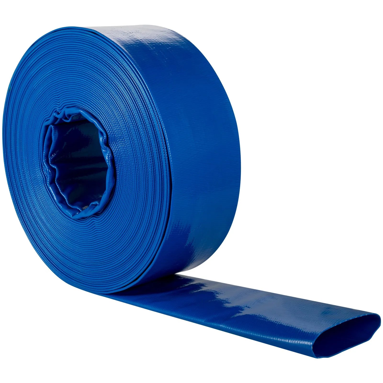 VEVOR Discharge Hose, 3" x 105', PVC Fabric Lay Flat Hose, Heavy Duty Backwash Drain Hose with Clamps, Weather-proof & Burst-proof, Ideal for Swimming Pool & Water Transfer, Blue