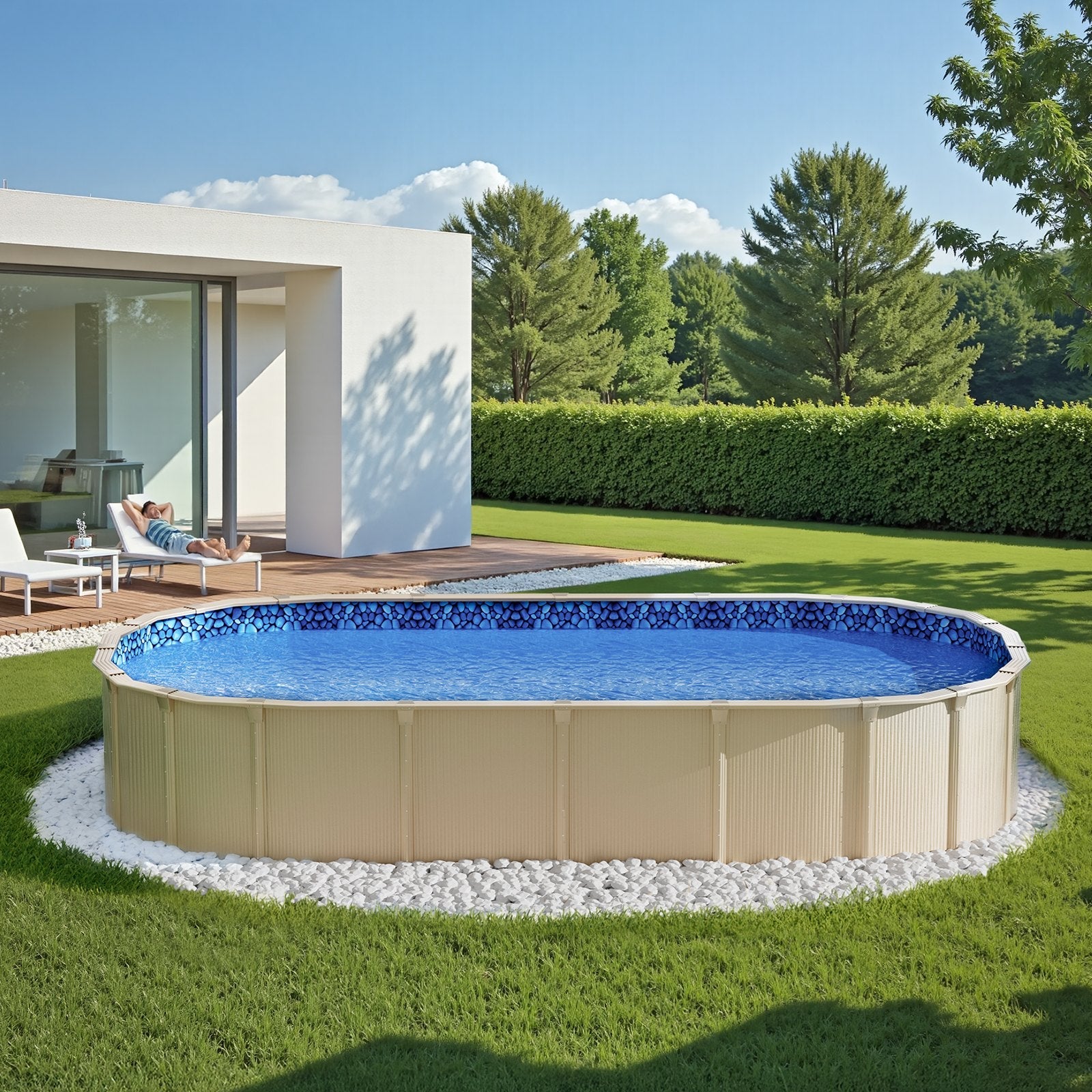 VEVOR Oval Pool Liner 18x33ft Unibead Style Pool Liner 52in Wall Height