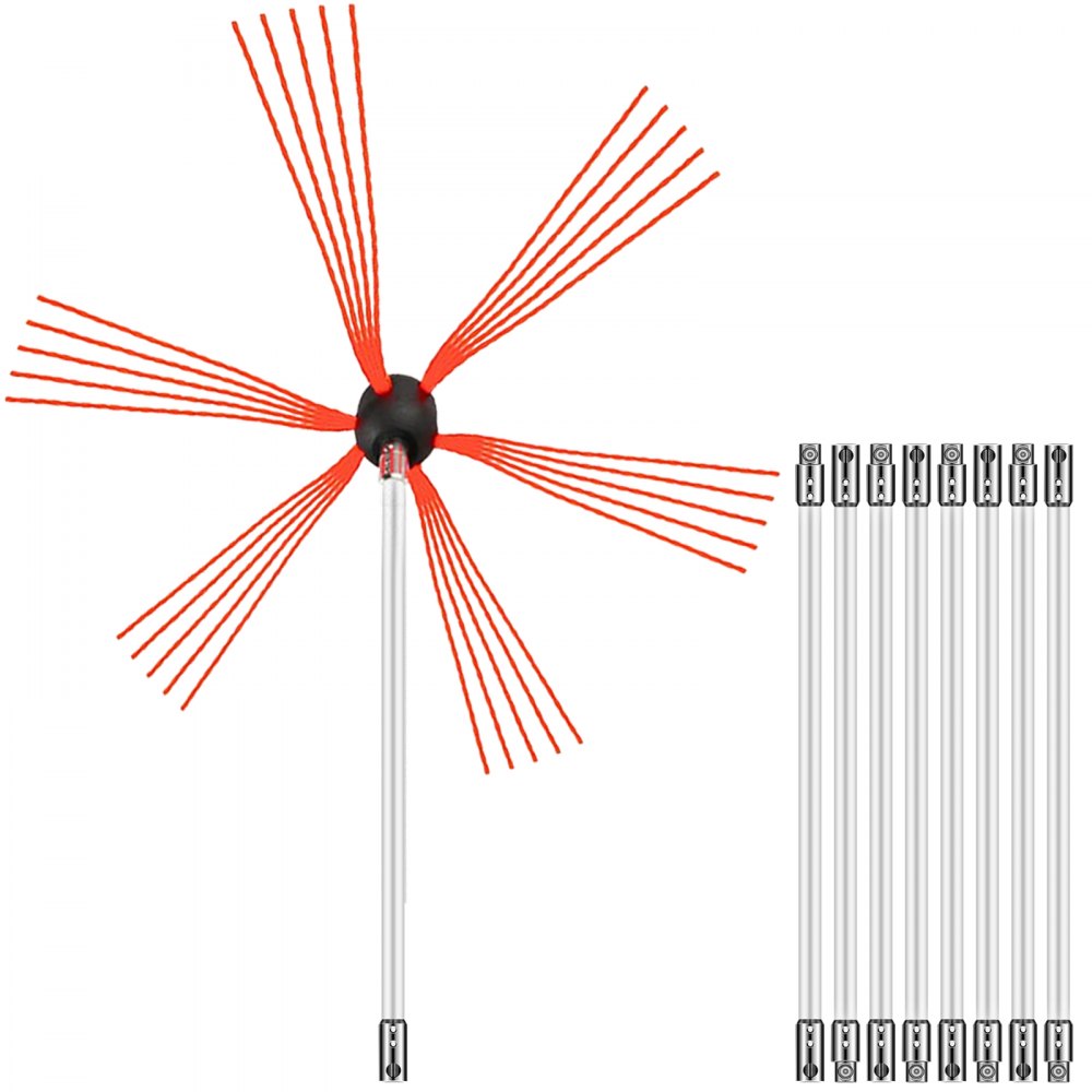 29.5FT Chimney Cleaner Sweep Kit Cleaning System Rotary Brush Rod Fireplace 9m