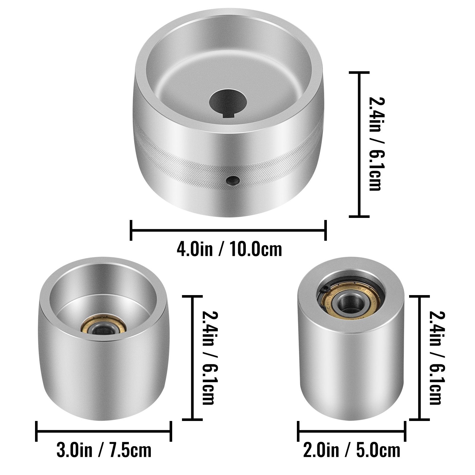 VEVOR Belt Grinder 2" x 72" Wheel Set, Complete Belt Knife Grinder Wheel Set, Aluminum Belt Grinder Wheel Crowned, for Knife Grinder 4" Drive Wheel 5/8" Bore 3" Tracking 2" Idler Wheels (4"-3"-2")