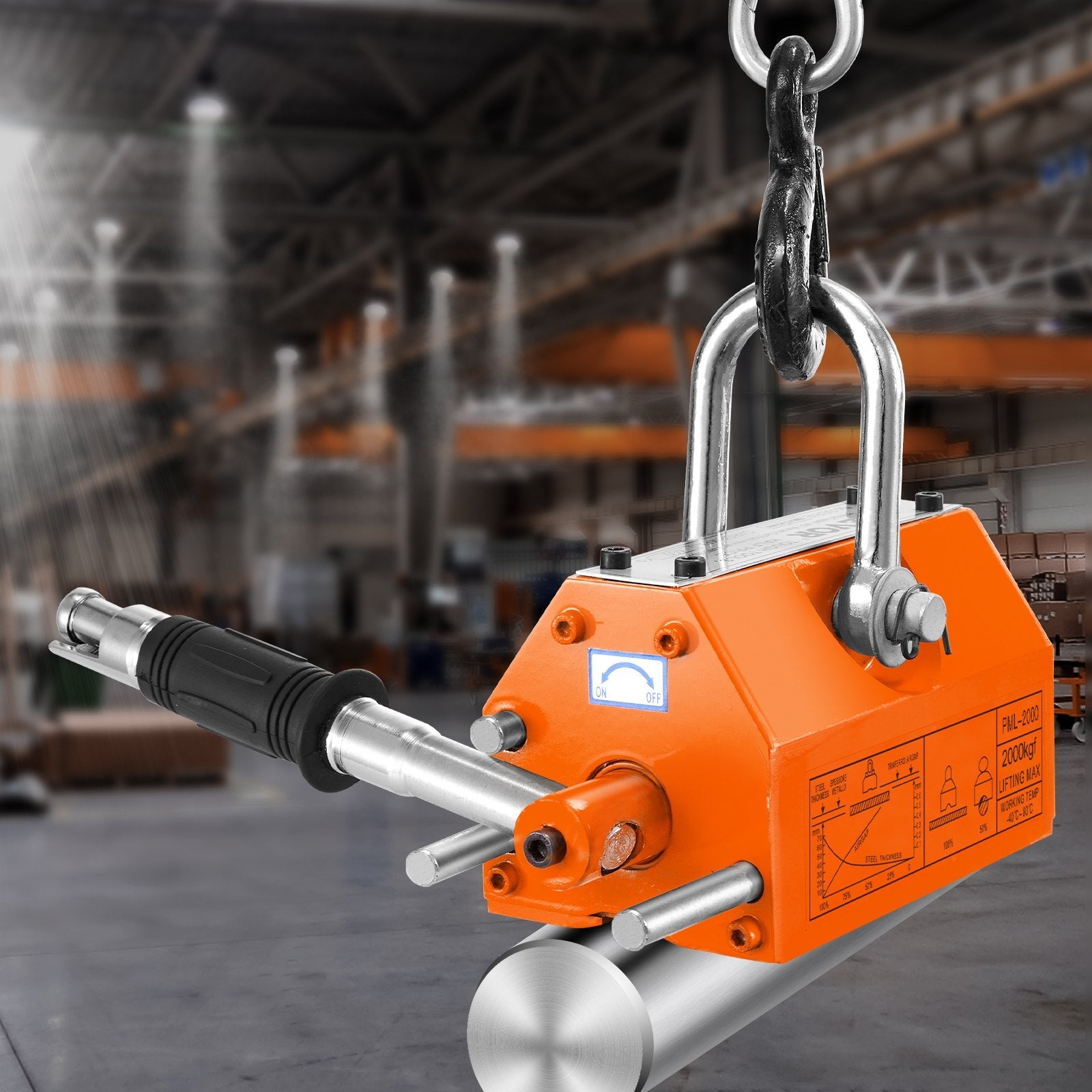 VEVOR Magnetic Lifter, 4400lbs/2000kg Pulling Capacity, 2.5 Safety Factor, Neodymium & Steel, Lifting Magnet with Release, Permanent Lift Magnets, Heavy Duty Magnet for Hoist, Shop Crane, Block, Board
