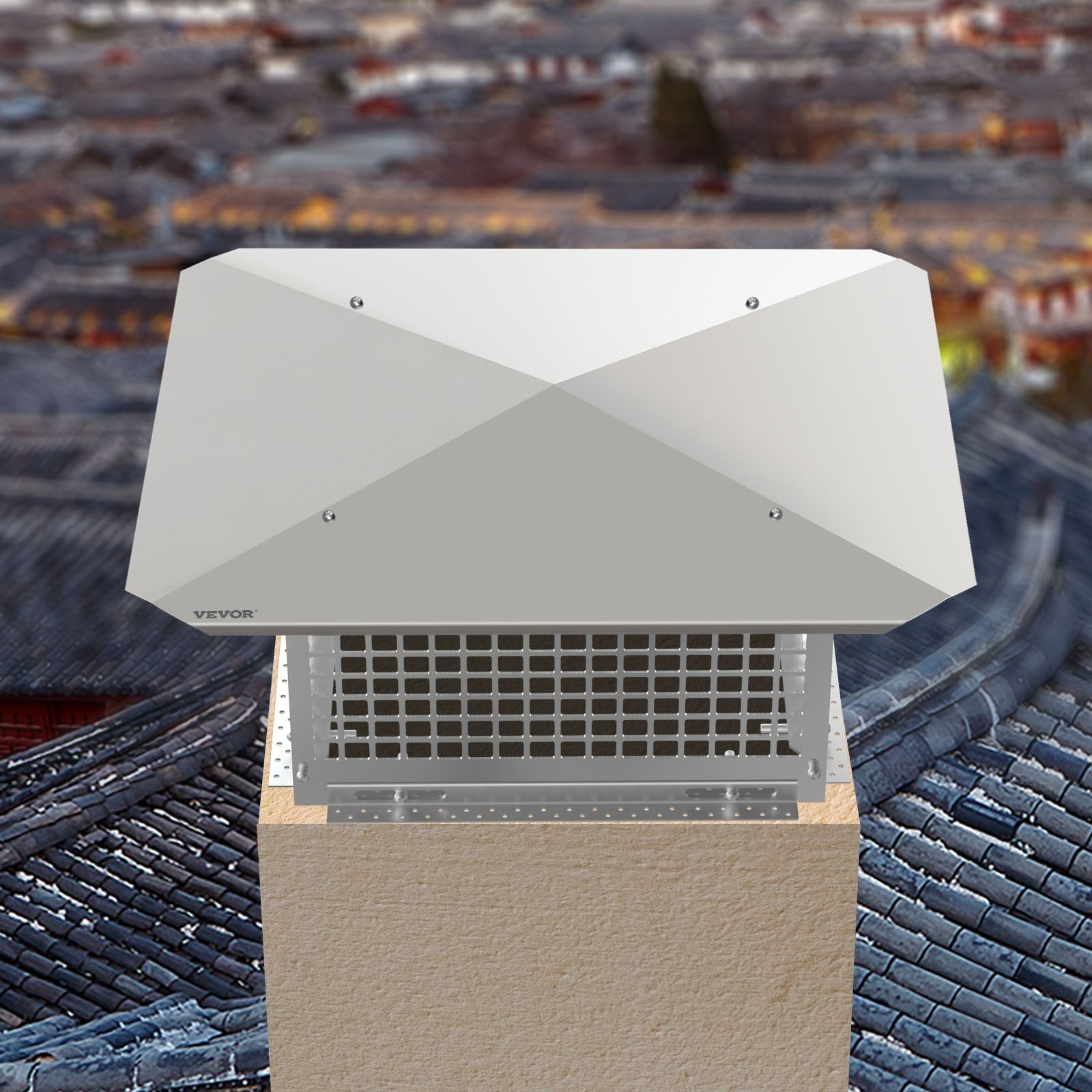 Vevor Chimney Cap Flue Caps 13"x17"fireplace Chimney Cover 304 Stainless Steel