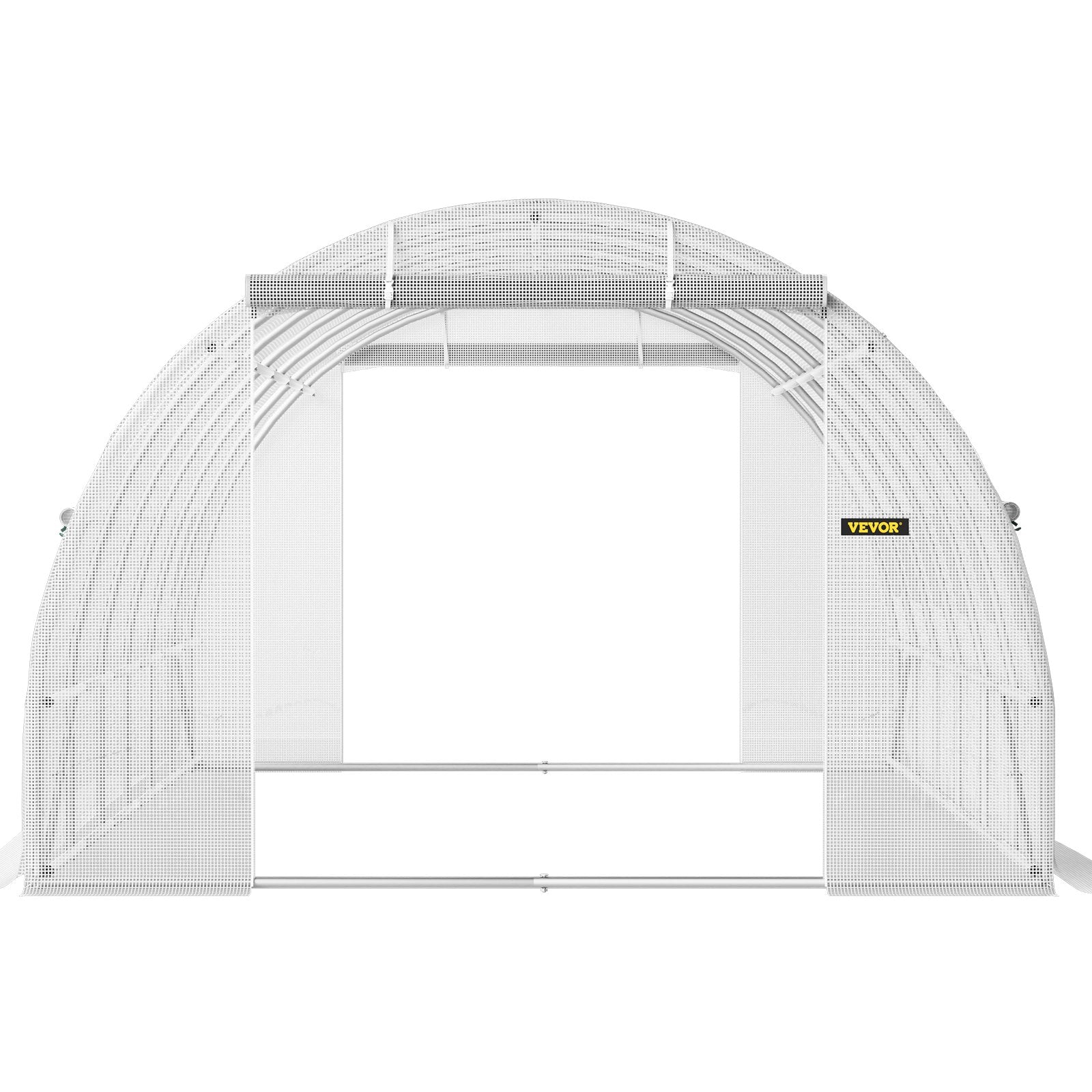 VEVOR Walk-in Tunnel Greenhouse, 20 x 10 x 7 ft Portable Plant Hot House w/ Galvanized Steel Hoops, 3 Top Beams, 4 Diagonal Poles, 2 Zippered Doors & 12 Roll-up Windows, White