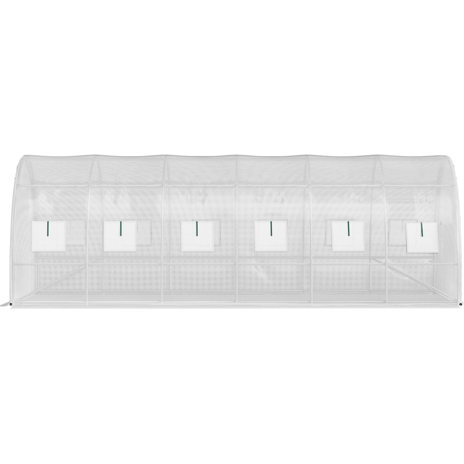 VEVOR Walk-in Tunnel Greenhouse, 20 x 10 x 7 ft Portable Plant Hot House w/ Galvanized Steel Hoops, 3 Top Beams, 4 Diagonal Poles, 2 Zippered Doors & 12 Roll-up Windows, White