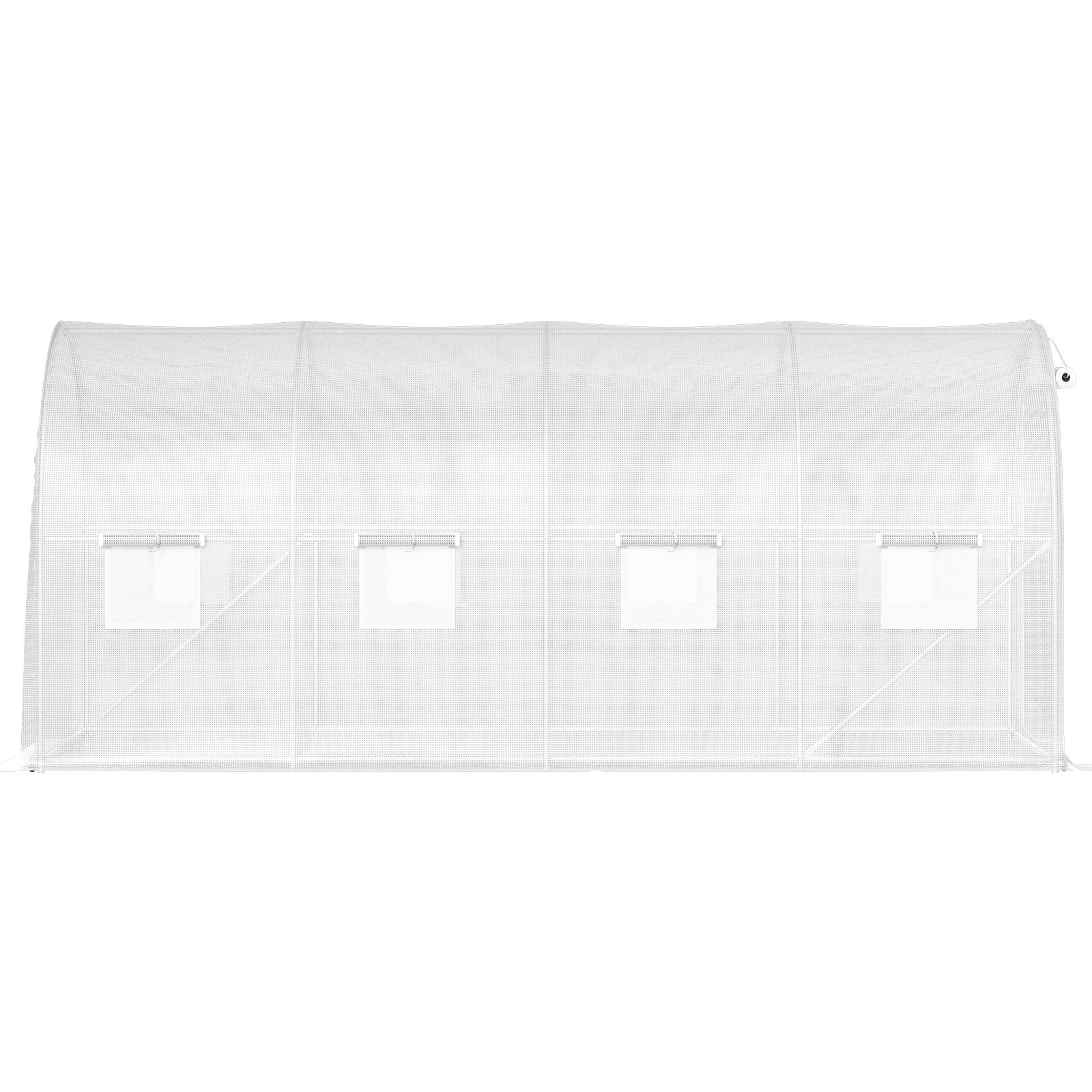 VEVOR Walk-in Tunnel Greenhouse, 15 x 6.5 x 7 ft Portable Plant Hot House w/ Galvanized Steel Hoops, 1 Top Beam, 2 x Diagonal Poles, A Zippered Door & 8 Roll-up Windows, White