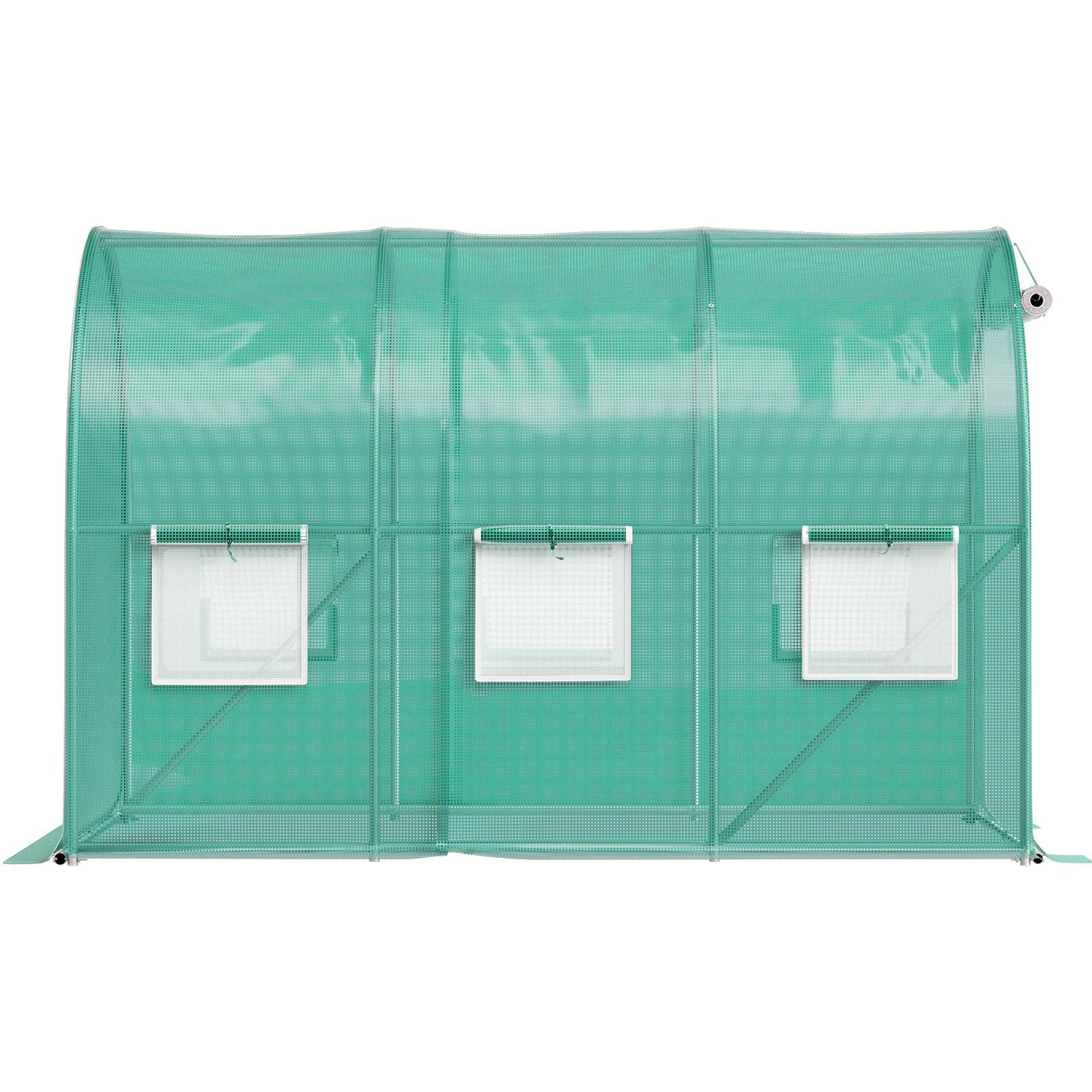 VEVOR Walk-in Tunnel Greenhouse, 9.8 x 6.6 x 6.6 ft Portable Plant Hot House w/ Galvanized Steel Hoops, 1 Top Beam, 2 Diagonal Poles, 2 Zippered Doors & 6 Roll-up Windows, Green