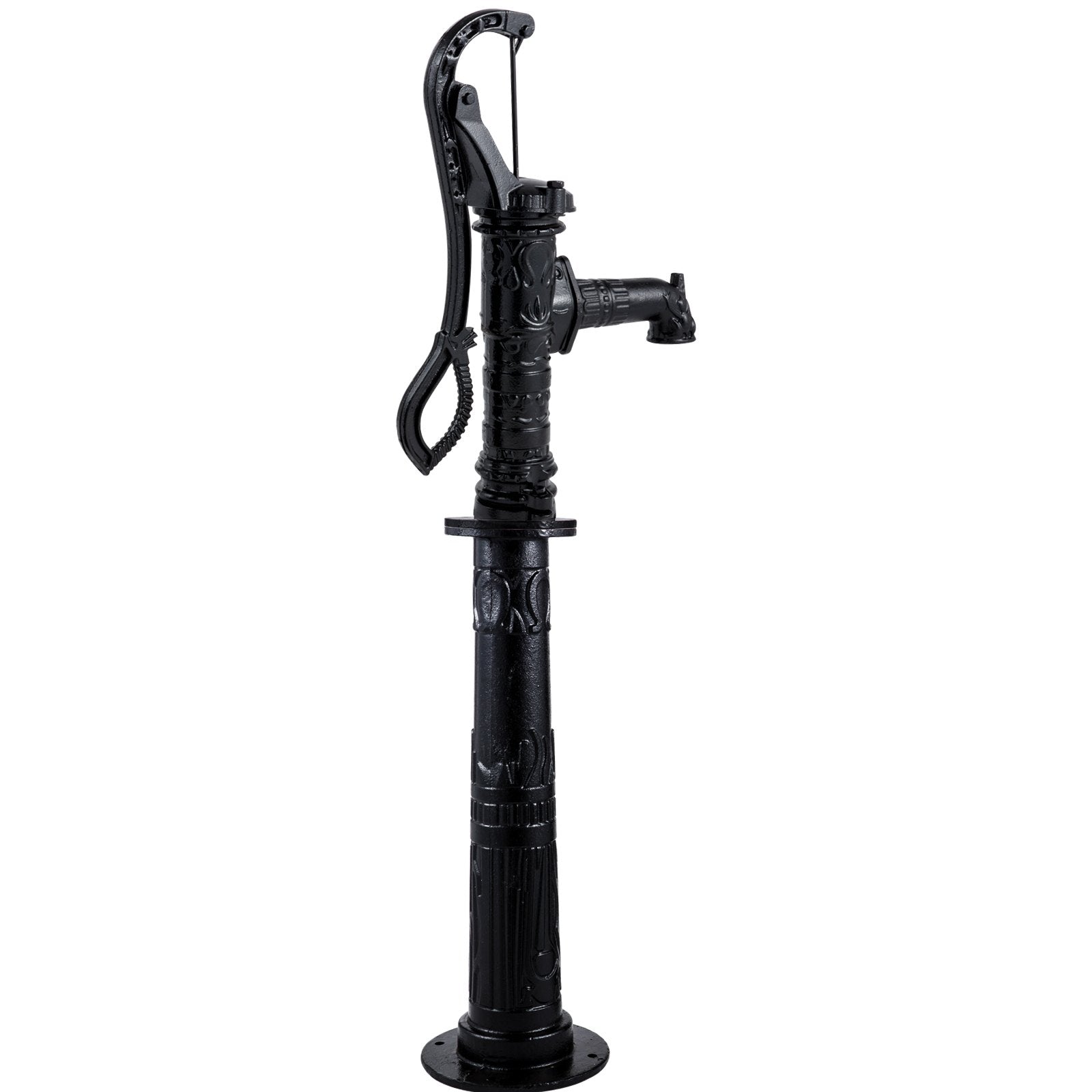 VEVOR Hand Water Pump w/ Stand, 15.7 x 9.4 x 53.1 inch Pitcher Pump & 26 inch Pump Stand w/ Pre-set 1/2" Holes for Easy Installation, Rustic Cast Iron Well Pump for Yard, Garden, Farm Irrigation,Black