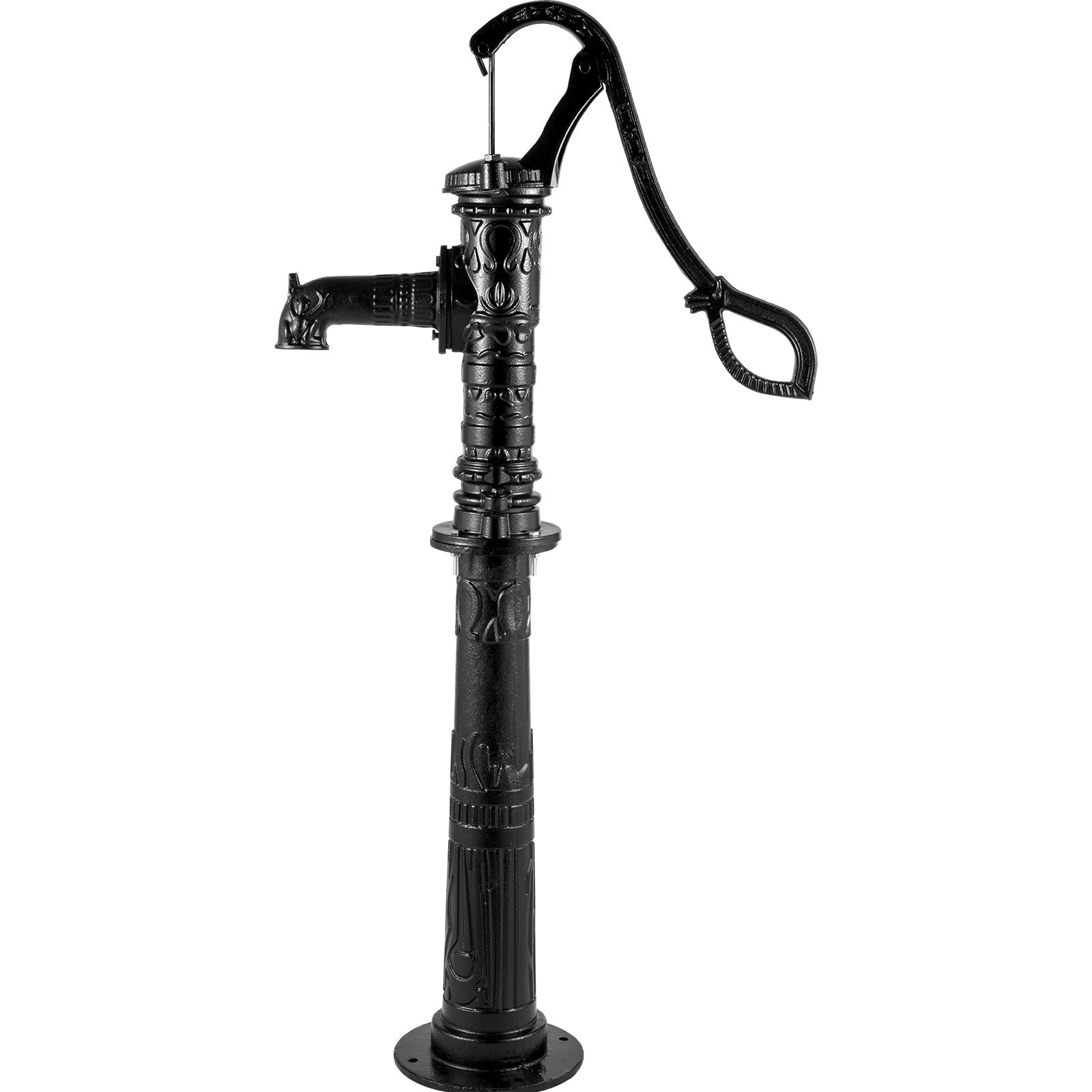 VEVOR Hand Water Pump w/ Stand, 15.7 x 9.4 x 53.1 inch Pitcher Pump & 26 inch Pump Stand w/ Pre-set 1/2" Holes for Easy Installation, Rustic Cast Iron Well Pump for Yard, Garden, Farm Irrigation,Black