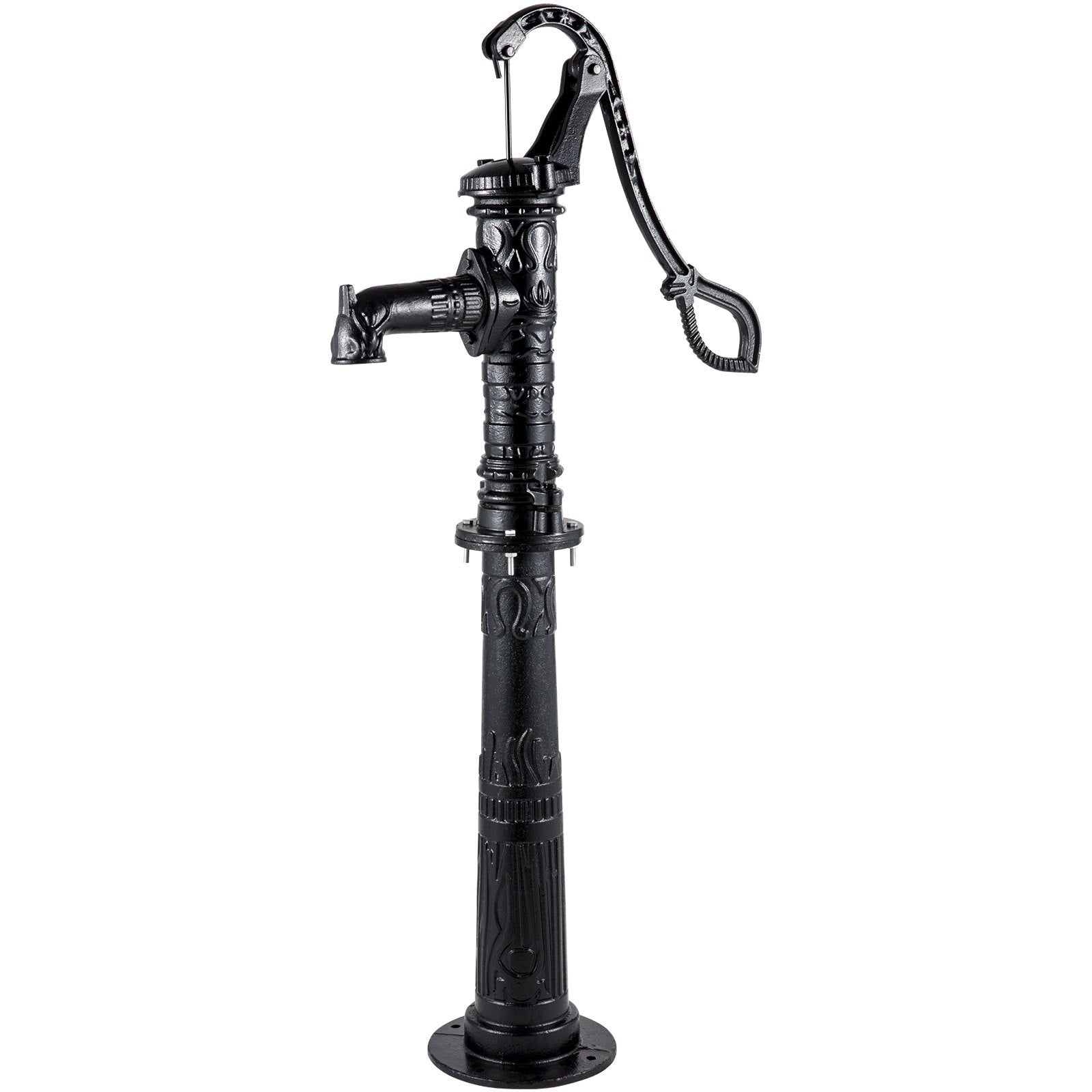 VEVOR Hand Water Pump w/ Stand, 15.7 x 9.4 x 53.1 inch Pitcher Pump & 26 inch Pump Stand w/ Pre-set 1/2" Holes for Easy Installation, Rustic Cast Iron Well Pump for Yard, Garden, Farm Irrigation,Black
