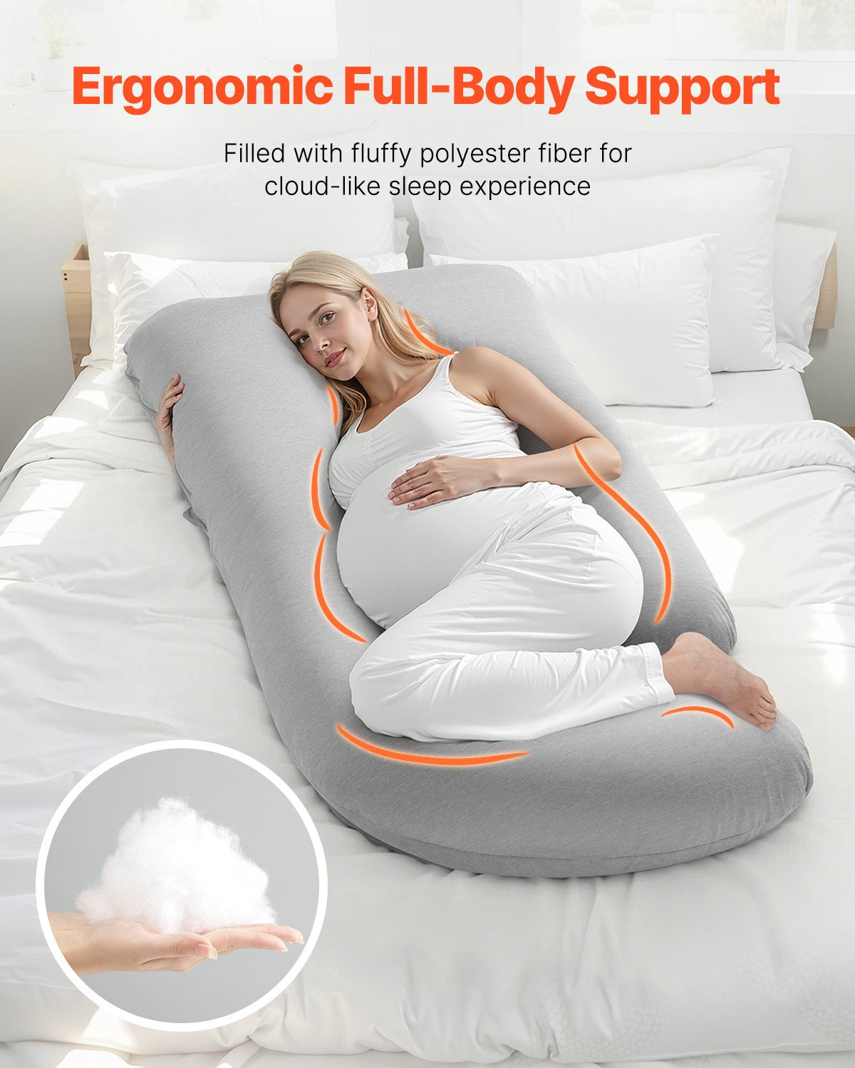VEVOR Pregnancy Pillow G-Shaped Full Body Maternity Pillow Soft and Breathable