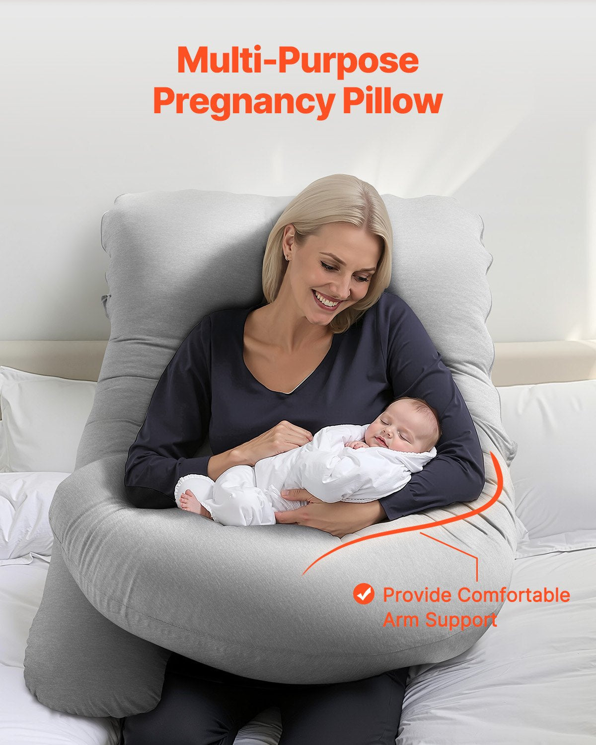 VEVOR Pregnancy Pillow G-Shaped Full Body Maternity Pillow Soft and Breathable