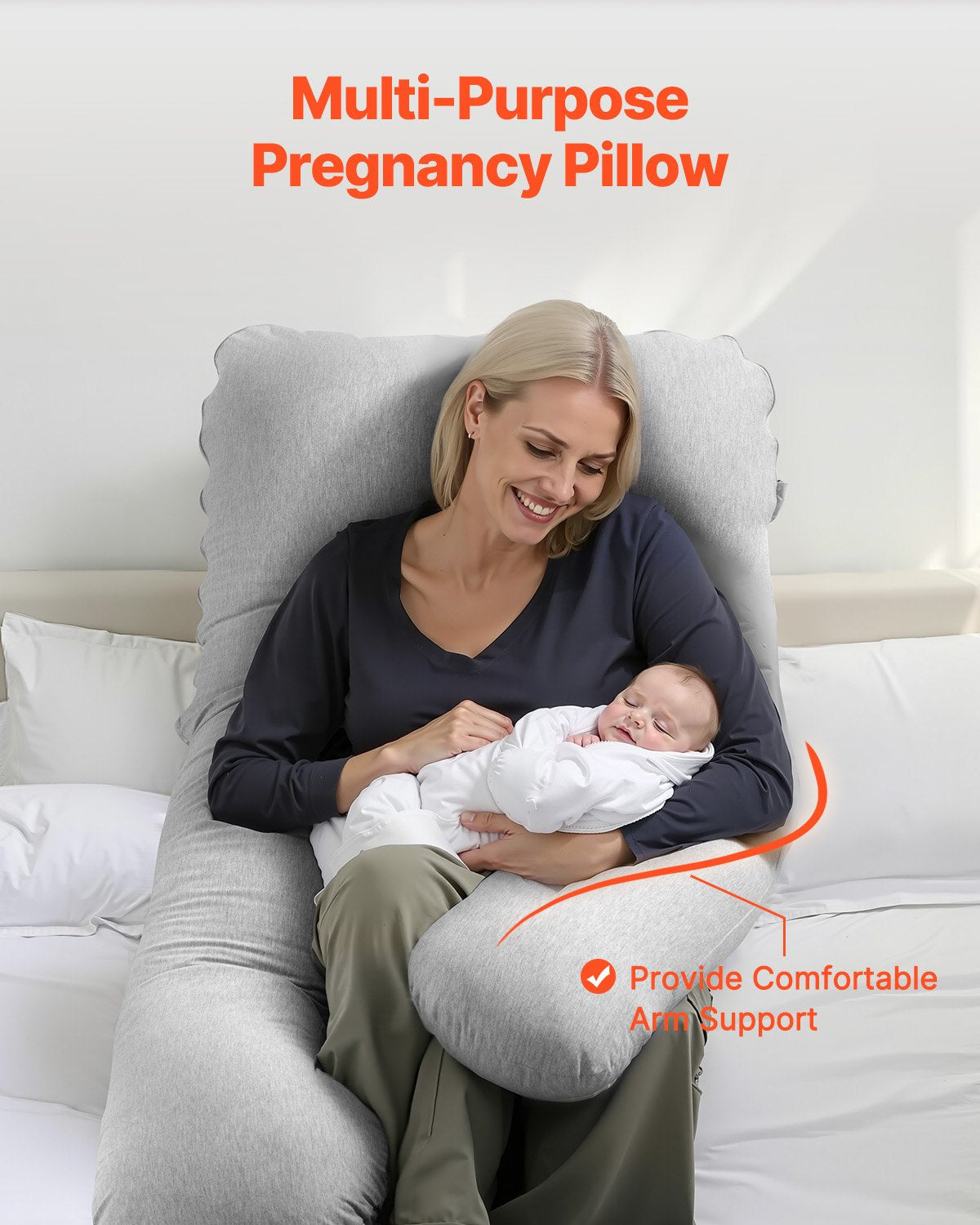 VEVOR Pregnancy Pillow U-Shaped Full Body Maternity Pillow Soft and Breathable