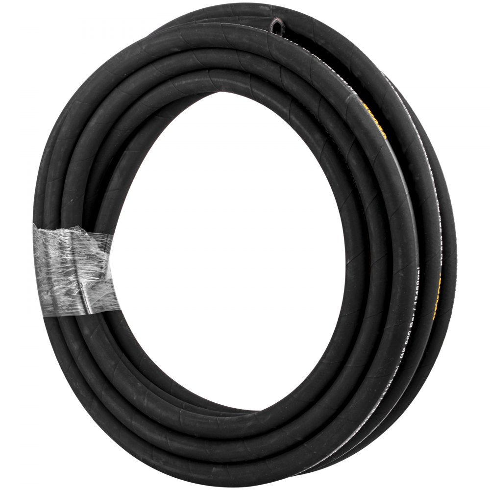 VEVOR Hydraulic Hose 1/4 inch x 100 ft, Coiled Hydraulic Hose 5800 PSI, Rubber Hydraulic Hose with 2 High-Tensile Steel Wire Braid, Bulk Hydraulic Hose -20? to 140?, Hydraulic Oil Flexible Hose