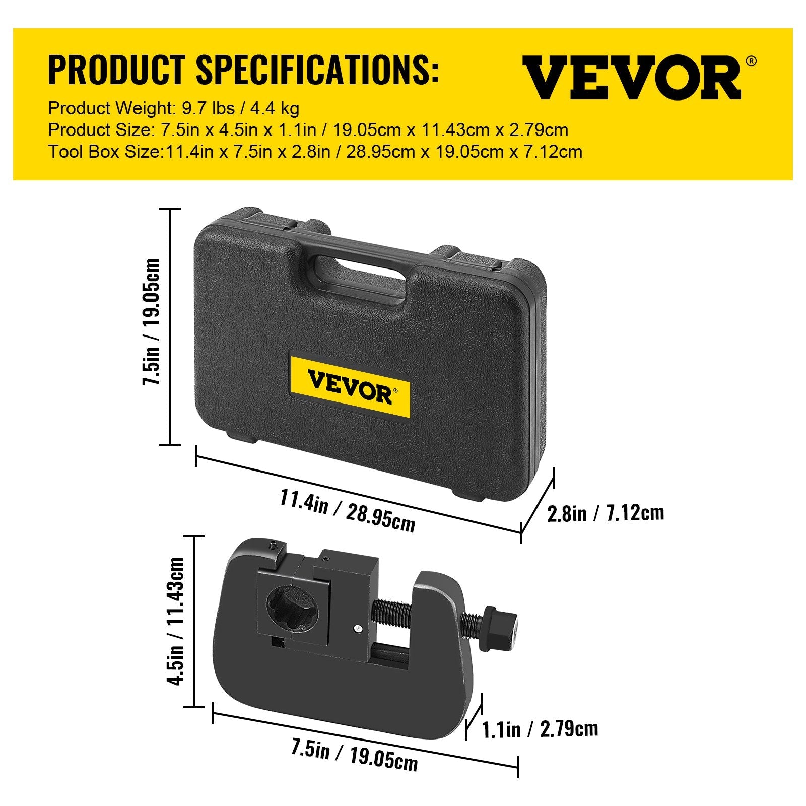 VEVOR 7843B Manual A/C Hose Crimper Kit,Handheld Air Hose Crimper Tool Kit with 4 Dies Whole Set #6#8#10#12,A/C Hose Crimper Repair Tool Kit Die Set,for Crimping Automotive Air Conditioning Pipes