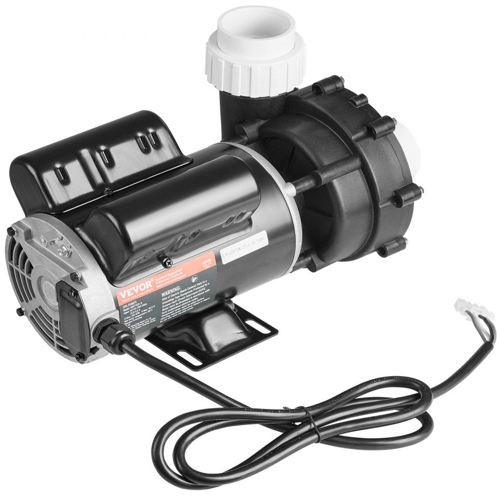 VEVOR 2 Speed SPA Pump, 48-Frame, AC 110-120V Hot Tub SPA Pump, 1.5HP/150GPM/42.65ft High Speed or 0.46HP/70GPM/9.18ft Low Speed, 2" Port 90° Rotational Interface for Hot Tub, Tested to UL Standards