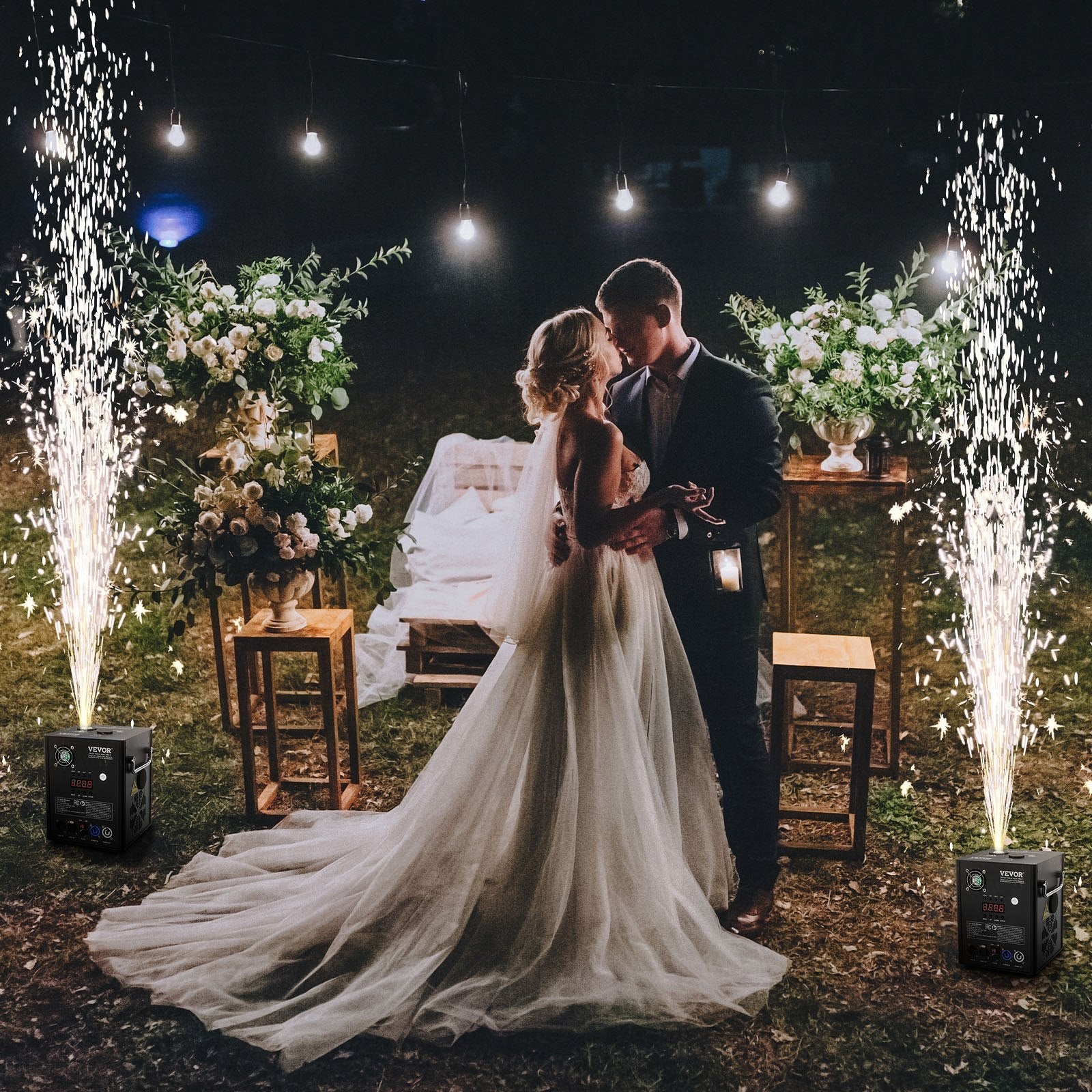 VEVOR Cold Spark Firework Machine 500W 6.6-13ft Stage DJ Wedding Event Party