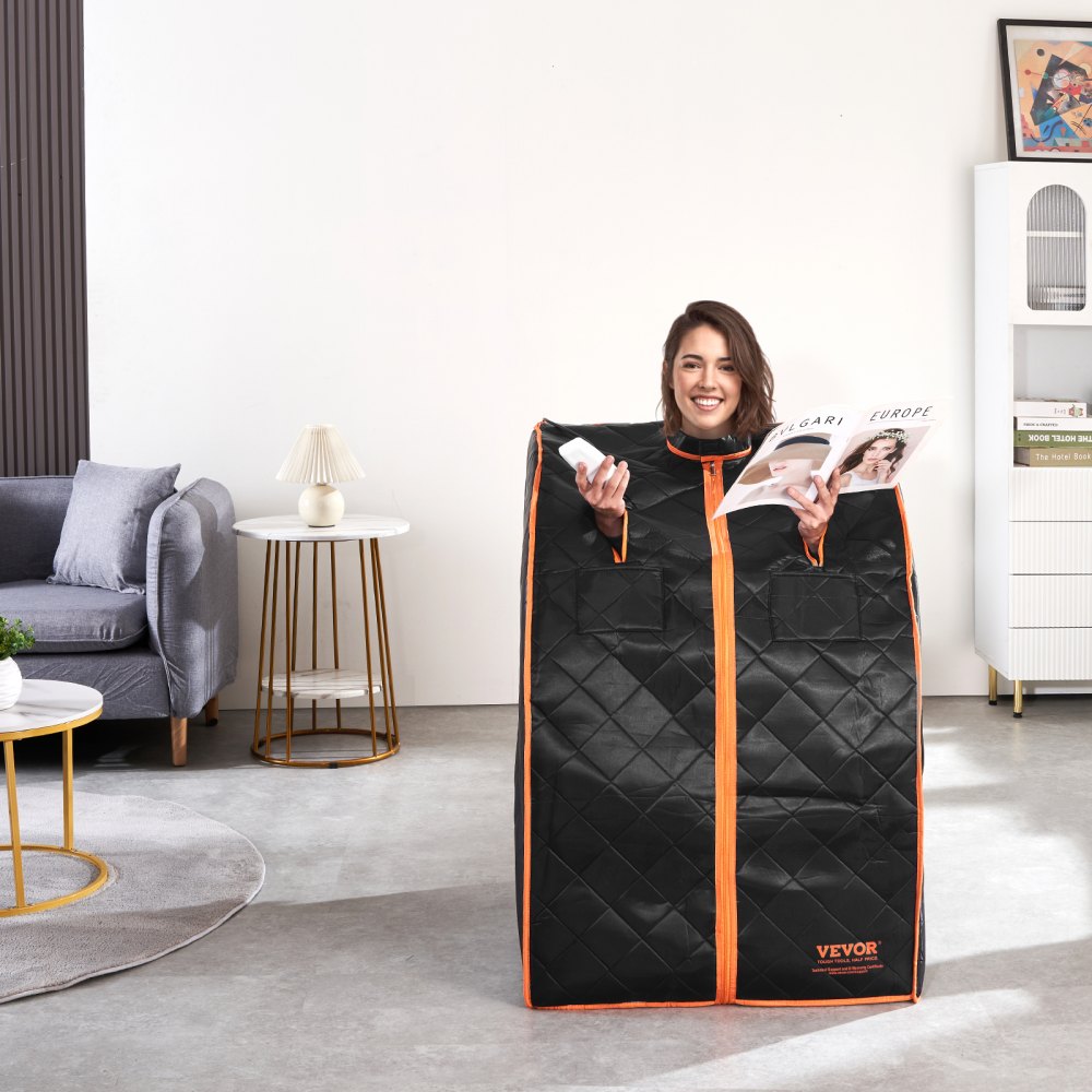 VEVOR Sauna Blanket for Detoxification, 1050W Portable Far Infrared Sauna Tent for Home, 104- 167?, 1-60 Minutes Timer , Personal Sauna Box for Home Spa Indoor Black 27.56 x 31.5 x 38.58 inch