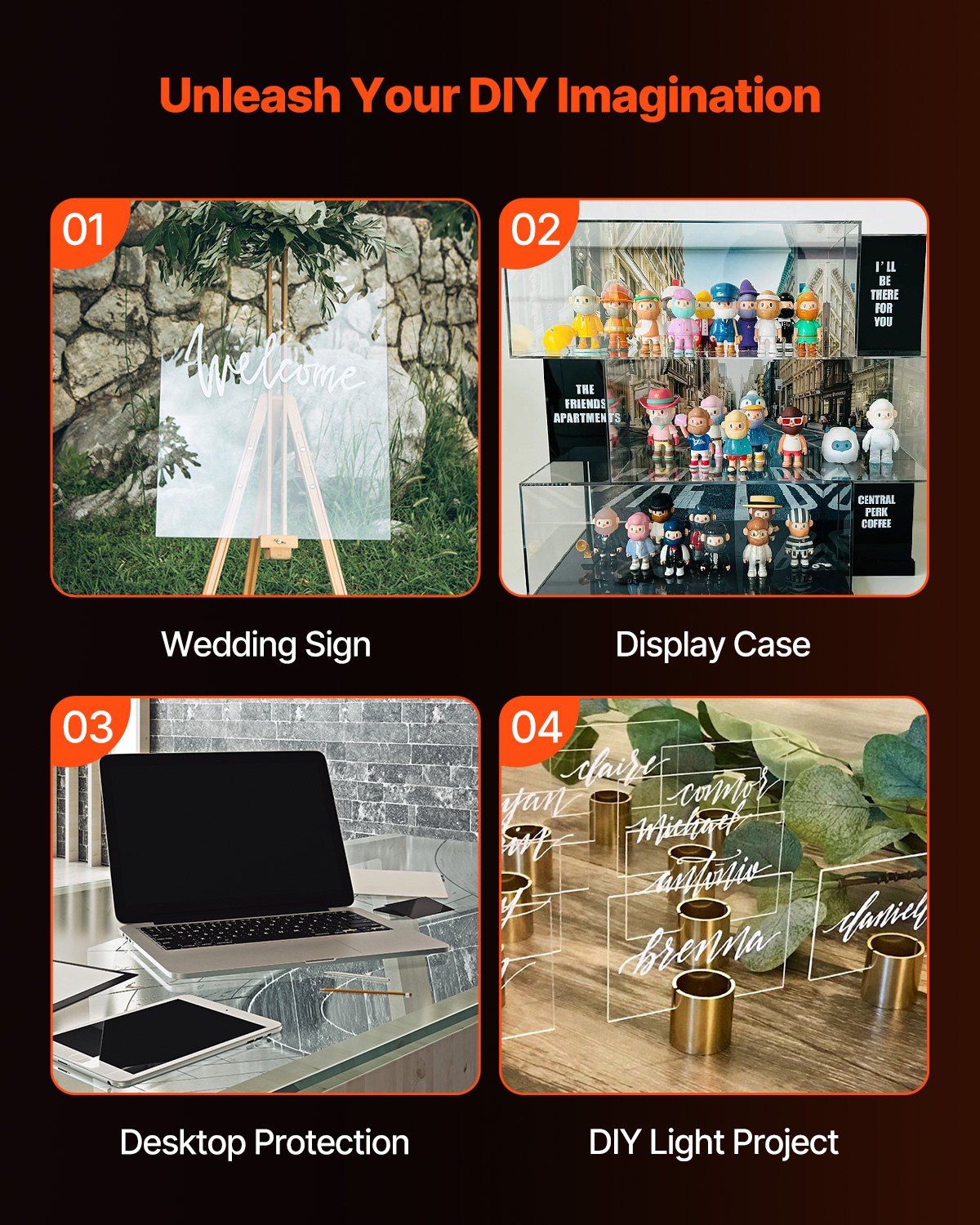 VEVOR 2-Pack Plexiglass Acrylic Sheets 24 x 36 Inch Plastic Sheets 1/4 In Thick