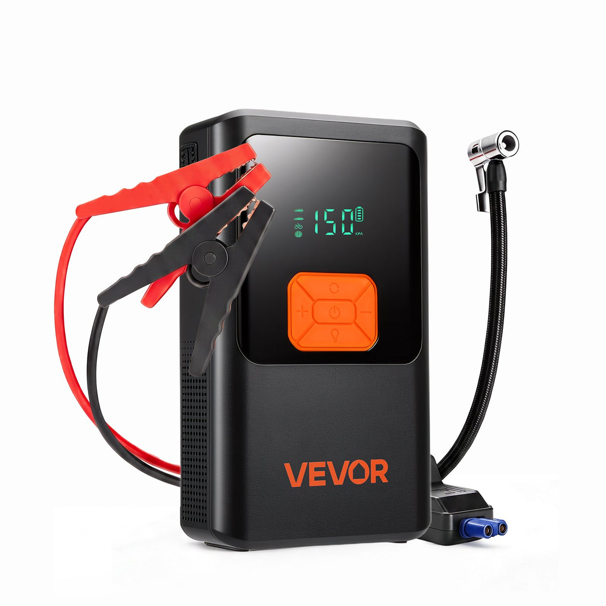 4000A Portable Car Jump Starter with 150 PSI Air Compressor, 12000mAh Power Bank & LED Flashlight