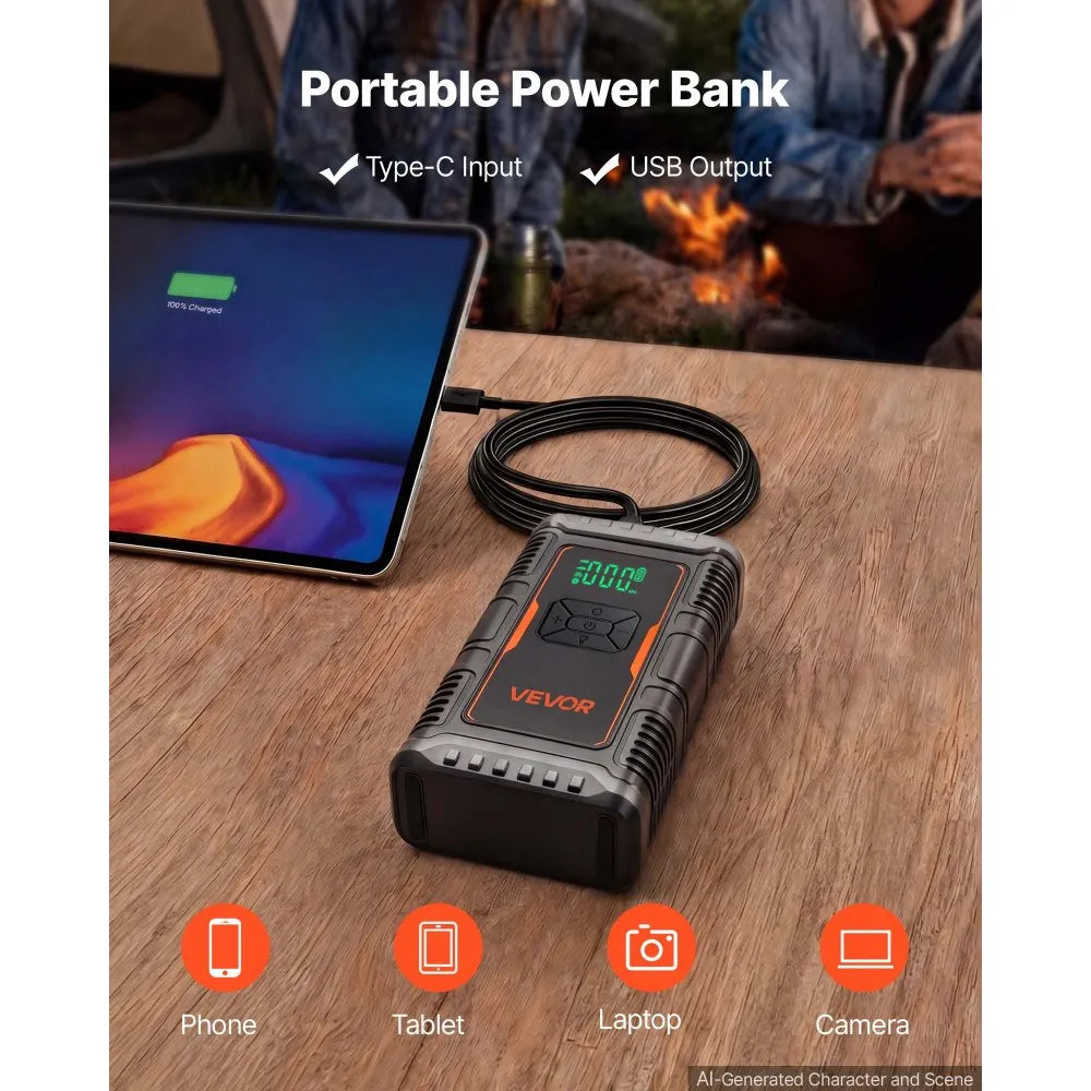 1600A Portable Car Jump Starter with 150 PSI Air Compressor, Power Bank & LED Flashlight