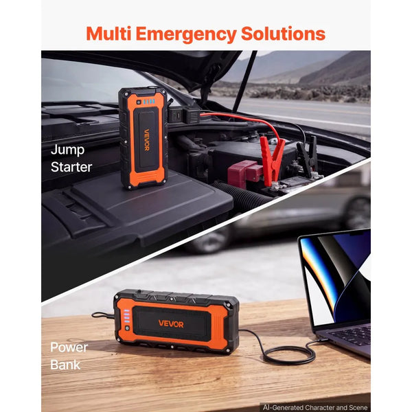 5000A Portable Car Jump Starter, 16000mAh Battery Booster with USB Power Bank & 3-Mode LED Flashlight