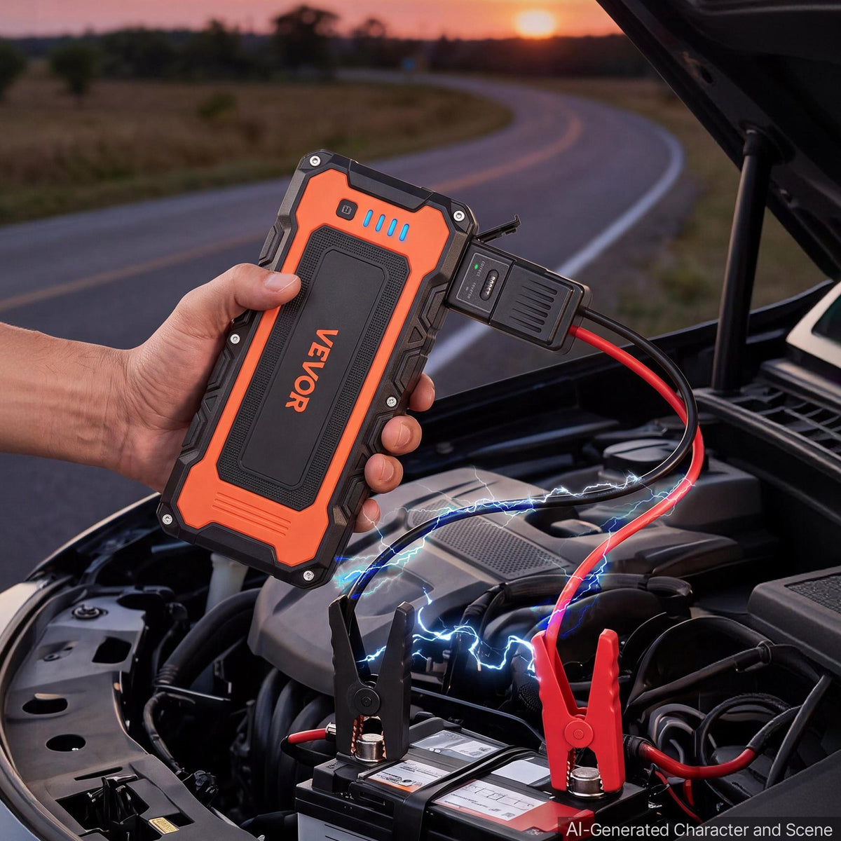 5000A Portable Car Jump Starter, 16000mAh Battery Booster with USB Power Bank & 3-Mode LED Flashlight