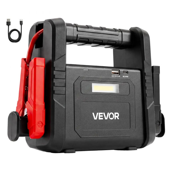 6000A Portable Car Jump Starter, 24000mAh Battery Booster with USB Power Bank & 3-Mode LED Flashlight