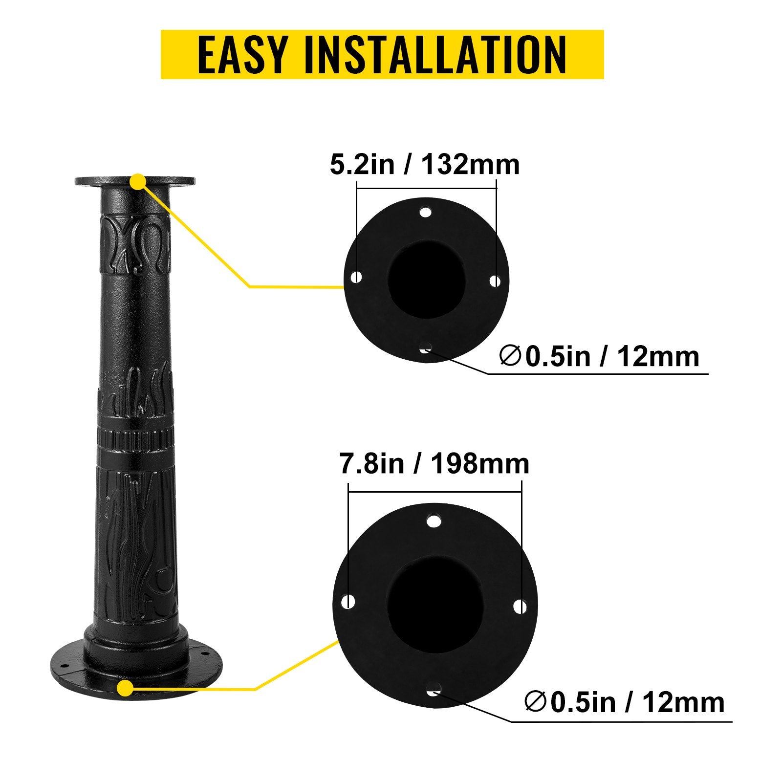VEVOR Antique Hand Water Pump Stand Pitcher Pump Stand Cast Iron Well Pump Stand w/Pre-set 0.5" Holes for Easy Installation Old Fashion Pitcher Hand Pump Stand for Home Yard Pond Garden Outdoors Blac