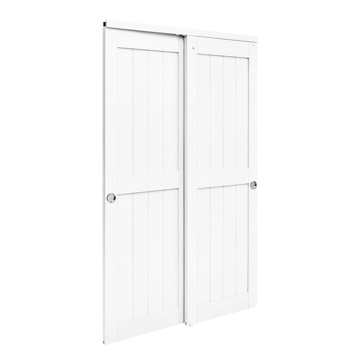 48" x 80" 2-Panel Sliding Closet Door – All-Wood Bypass Barn Door with Hardware Track Kit