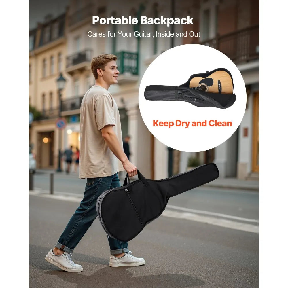 VEVOR Dreadnought Acoustic Guitar, 39 in, 6-String Natural Solid Spruce Top Guitar, Portable Bundle with Gig Bag, Tuner, Strap, Steel Strings, Picks, Capo, Rosewood Fingerboard, for Beginner Adults