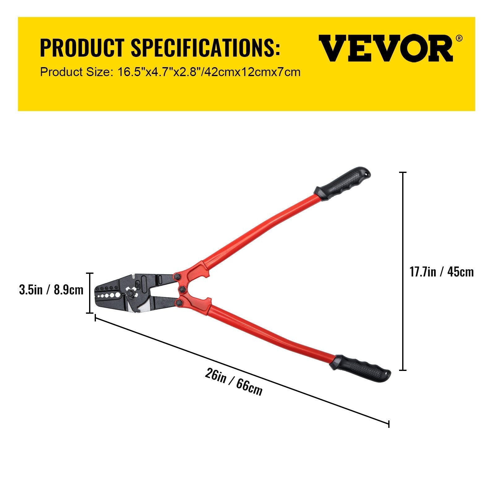 VEVOR Hand Swager Crimper Swaging Tool for Copper Aluminum Oval Sleeves and Stop Sleeves Wire Rope Crimping Tool Propress Swage Tool Long Handle Labor Save (24 Inch)