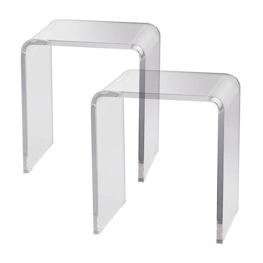 VEVOR Acrylic End Table, 2 pcs C-Shaped Lucite Side Tables, Clear Acrylic Side Table for Drink, Food, Snack used in Living Room, Bedroom, and Study