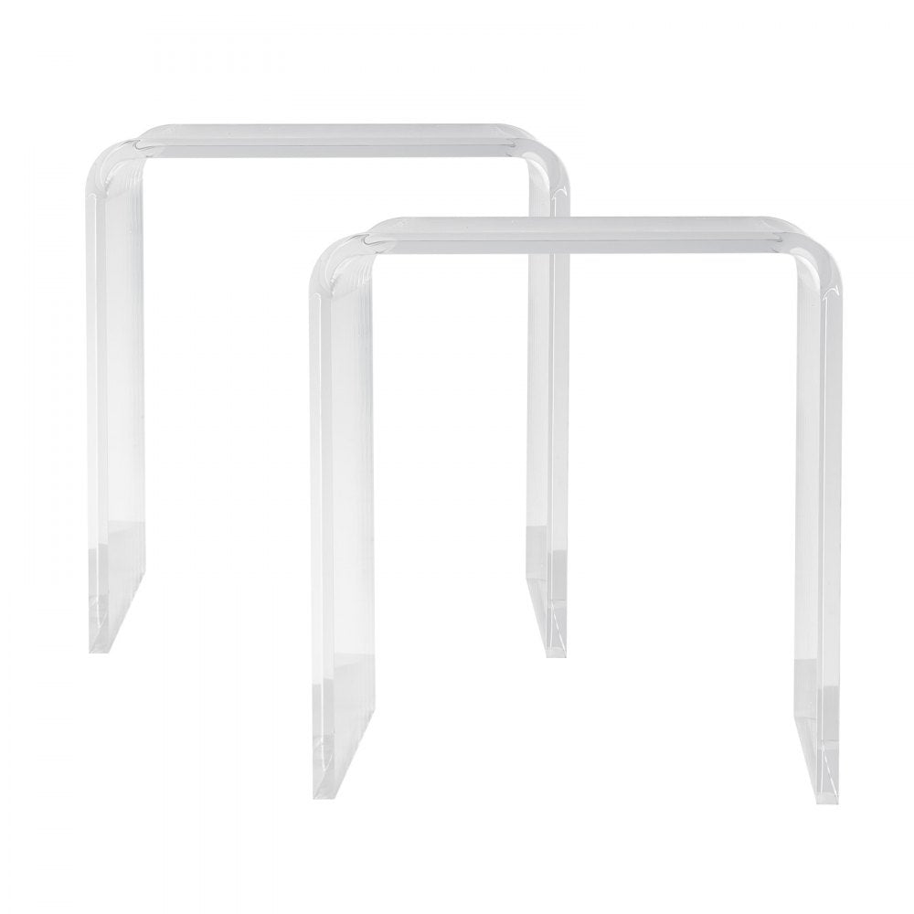 VEVOR Acrylic End Table, 2 pcs C-Shaped Lucite Side Tables, Clear Acrylic Side Table for Drink, Food, Snack used in Living Room, Bedroom, and Study
