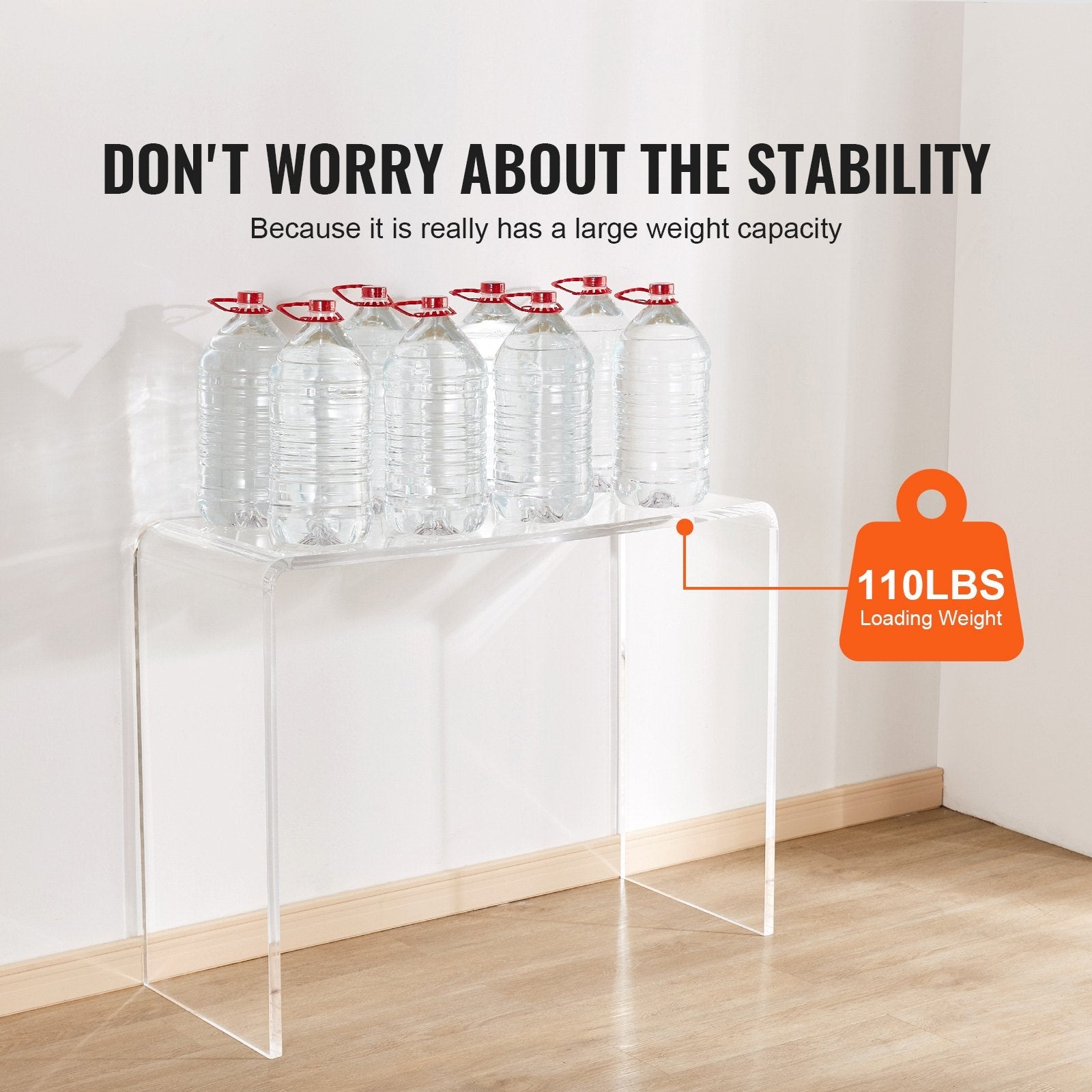VEVOR Acrylic Console Table, Clear Acrylic End Table, Transparent Acrylic Side Table 37.95x15x29.13 inch, for Foyer, Living Room, Dining Room