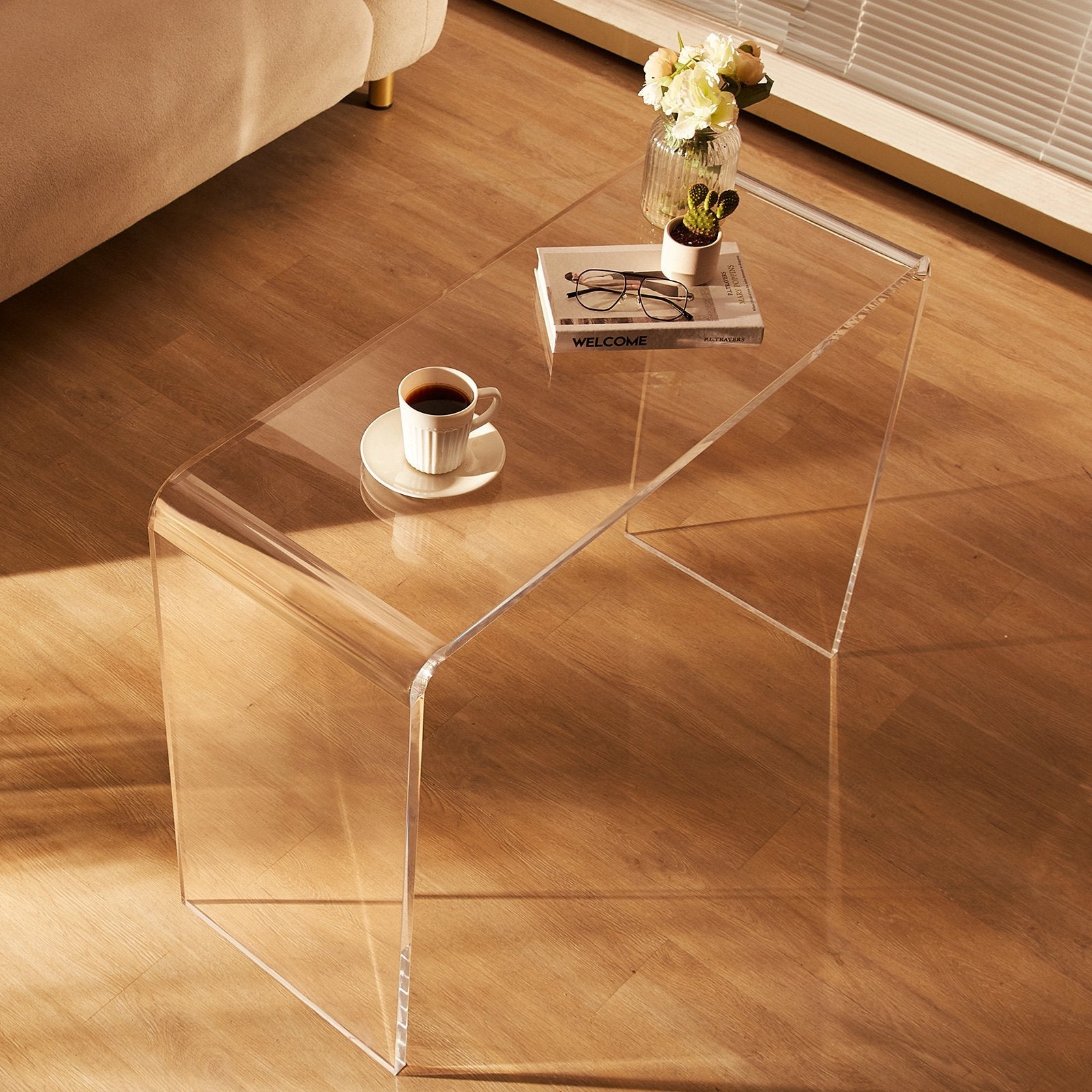VEVOR Acrylic Console Table, Clear Acrylic End Table, Transparent Acrylic Side Table 37.95x15x29.13 inch, for Foyer, Living Room, Dining Room