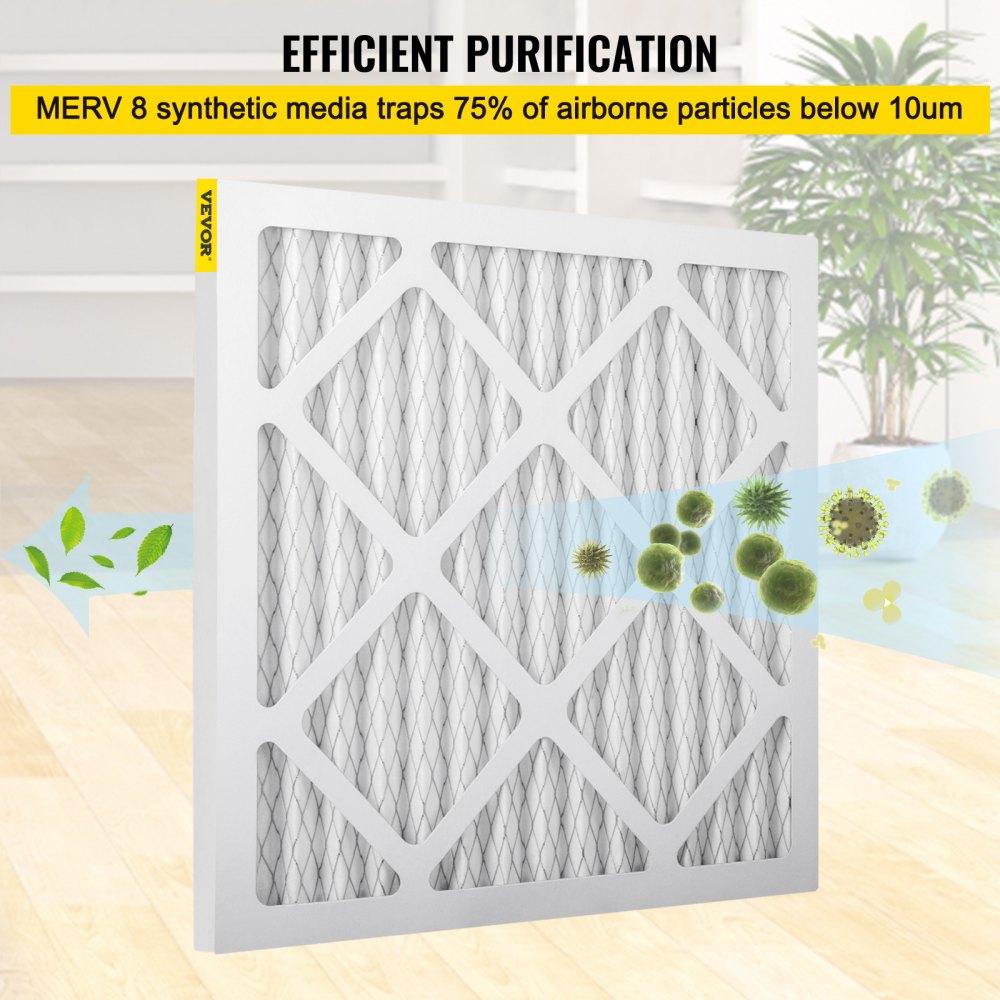 Vevor Filter Replacement Set 16" X 16" Pleated 12pcs Merv 8 Air Filtration White