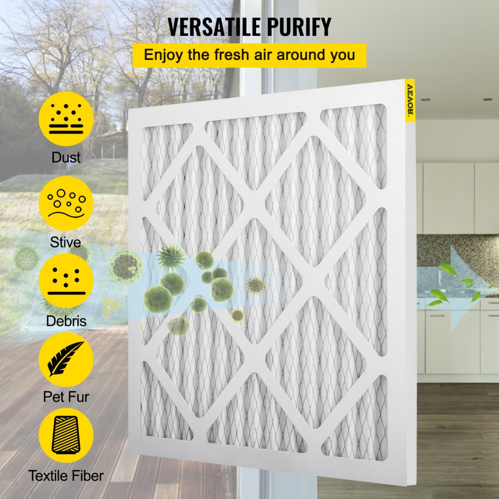 Vevor Filter Replacement Set 16" X 16" Pleated 12pcs Merv 8 Air Filtration White