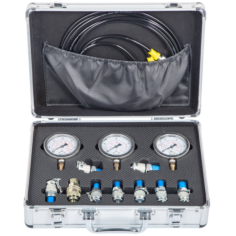 Hydraulic Pressure Gauge Test Kit 9000 Psi Tester No Distortion Construction