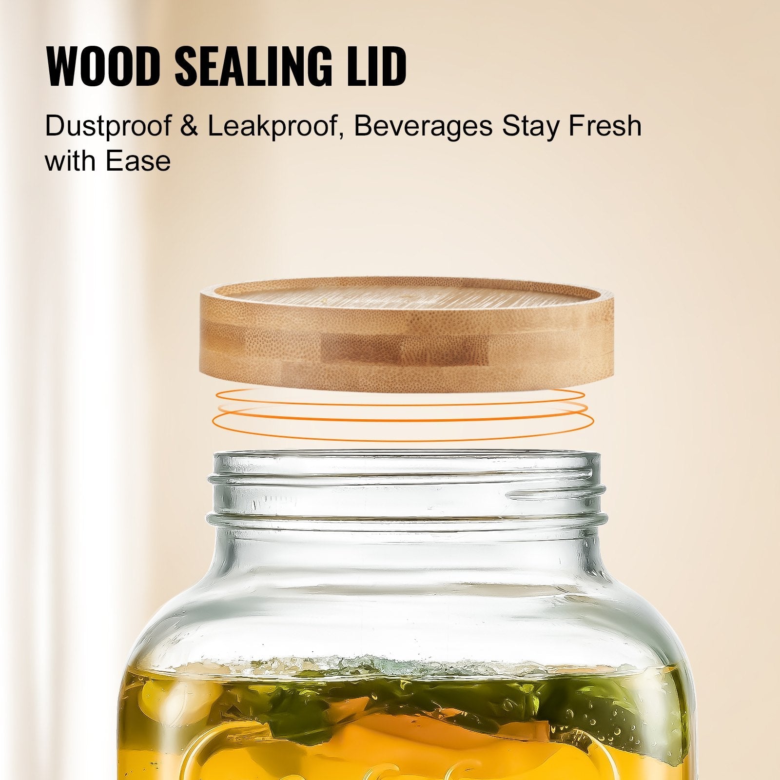 VEVOR Beverage Dispenser, 1 Gallon Drink Dispensers for Parties, Glass Juice Dispenser with Stand, Stainless Steel Spigot, Iced Tea Lemonade Juice Water Dispenser, for Restaurants, Hotels, Parties