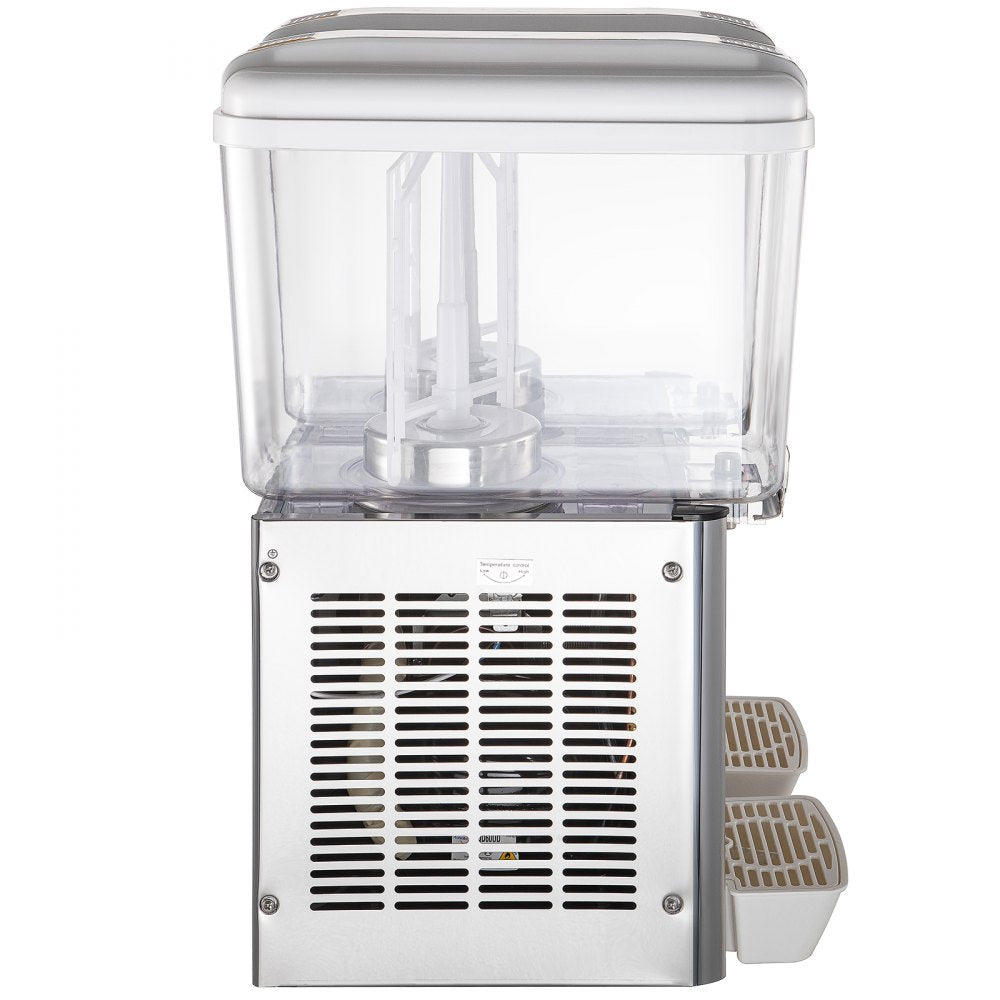 VEVOR 110V Commercial Beverage Dispenser,9.5 Gallon 36L 2 Tanks Juice Dispenser Commercial,18 Liter Per Tank 300W Stainless Steel Food Grade Material Ice Tea Drink Dispenser Equipped with Thermostat C