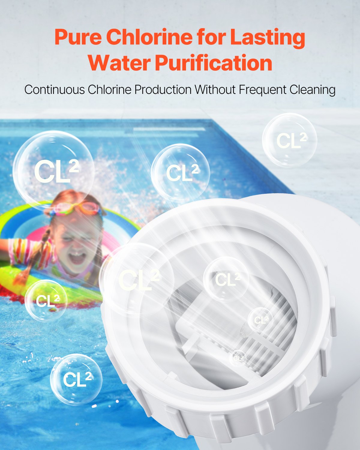 VEVOR Salt Water Chlorinator System W3T-Cell-9 for In-Ground Pool 25000 Gallons