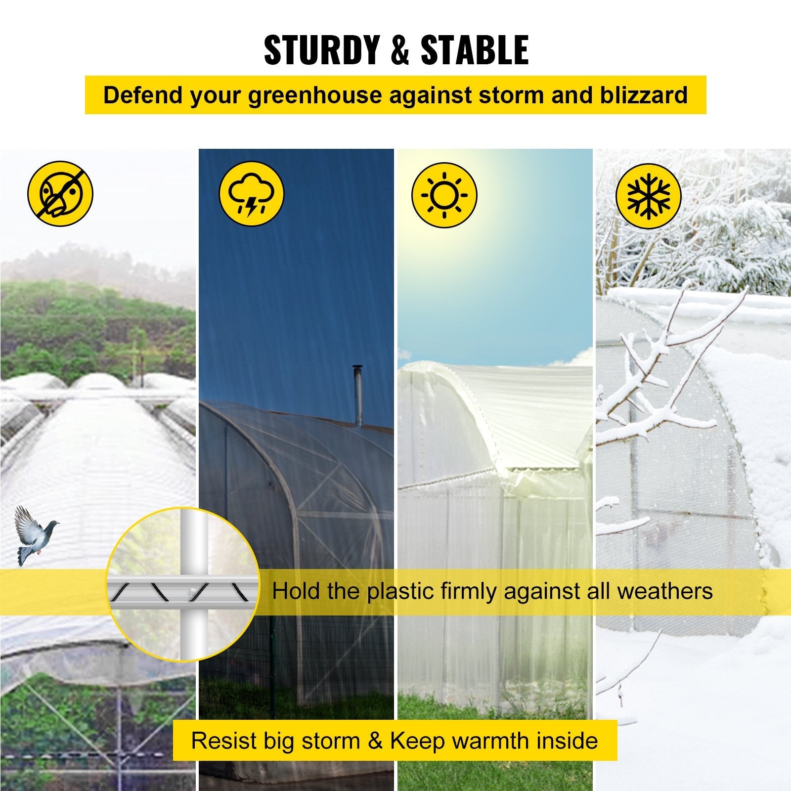 VEVOR Spring Wire and Lock Channel, 6.56ft Spring Lock & U-Channel Bundle for Greenhouse, 30 Packs PE Coated Spring Wire & Aluminum Alloy Channel, Plastic Poly Film or Shade Cloth Attachment with Scre