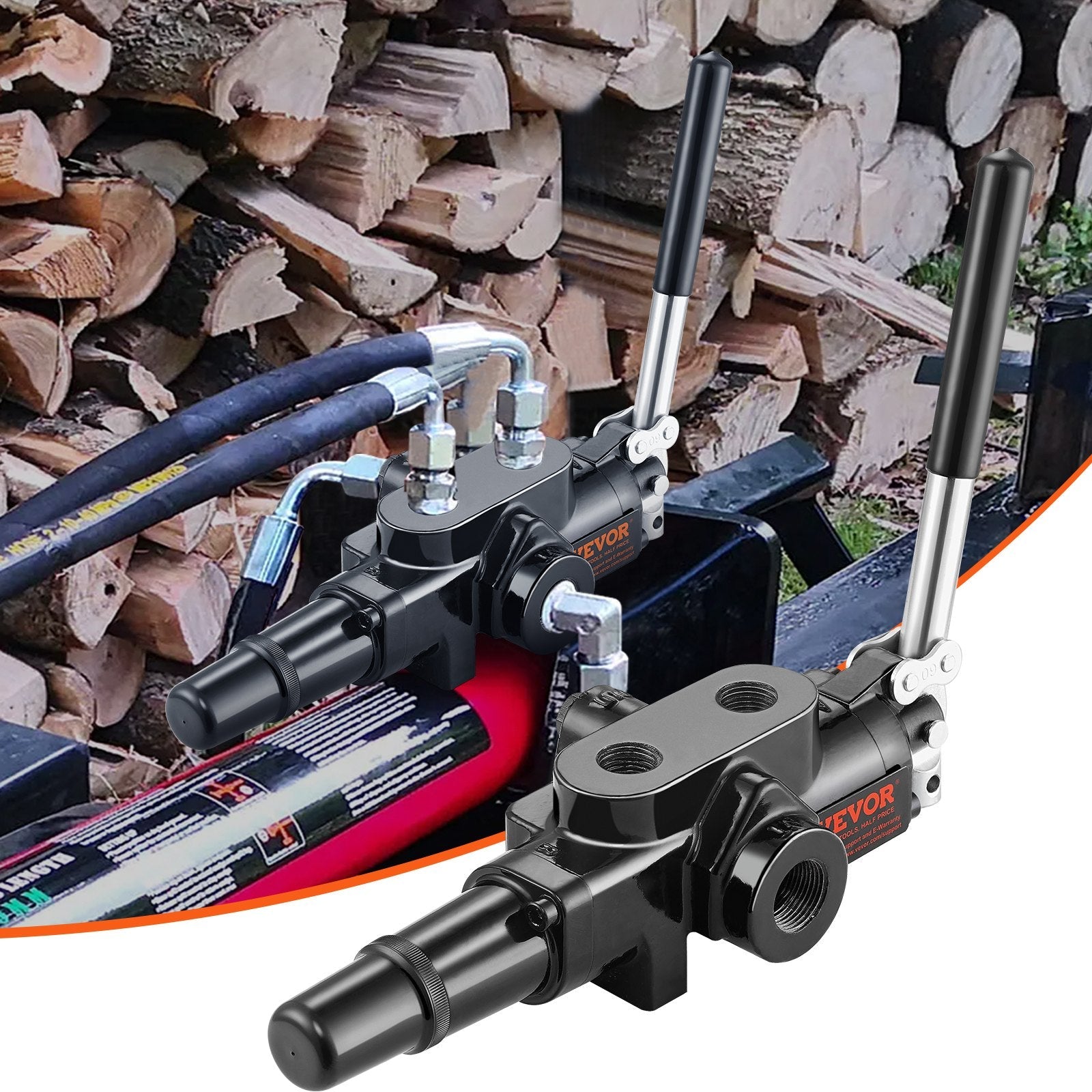 VEVOR Hydraulic Log Splitter Valve 1 Spool, 25 GPM Hydraulic Directional Control Valve, 3626PSI Hydraulic Loader Valve, Hydraulic Joystick Control Valve for Small Tractors, Loaders, Log Splitter