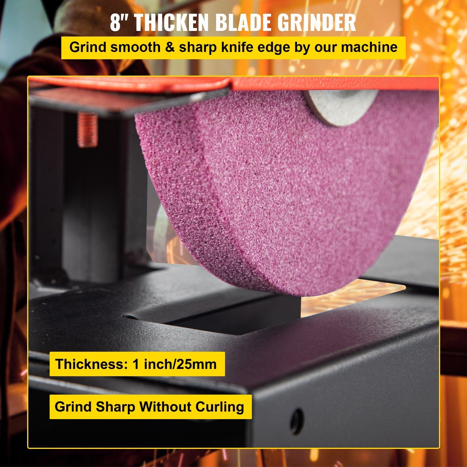 VEVOR Lawnmower Blade Grinder, 1/3 HP 1700 RPM Motor with 8\'\' Diameter 1 inch Thickness Wheel, 2.8 inch Adjustable Height Steel Sharper for Blades & Tool Grinding in Garden or Workshop