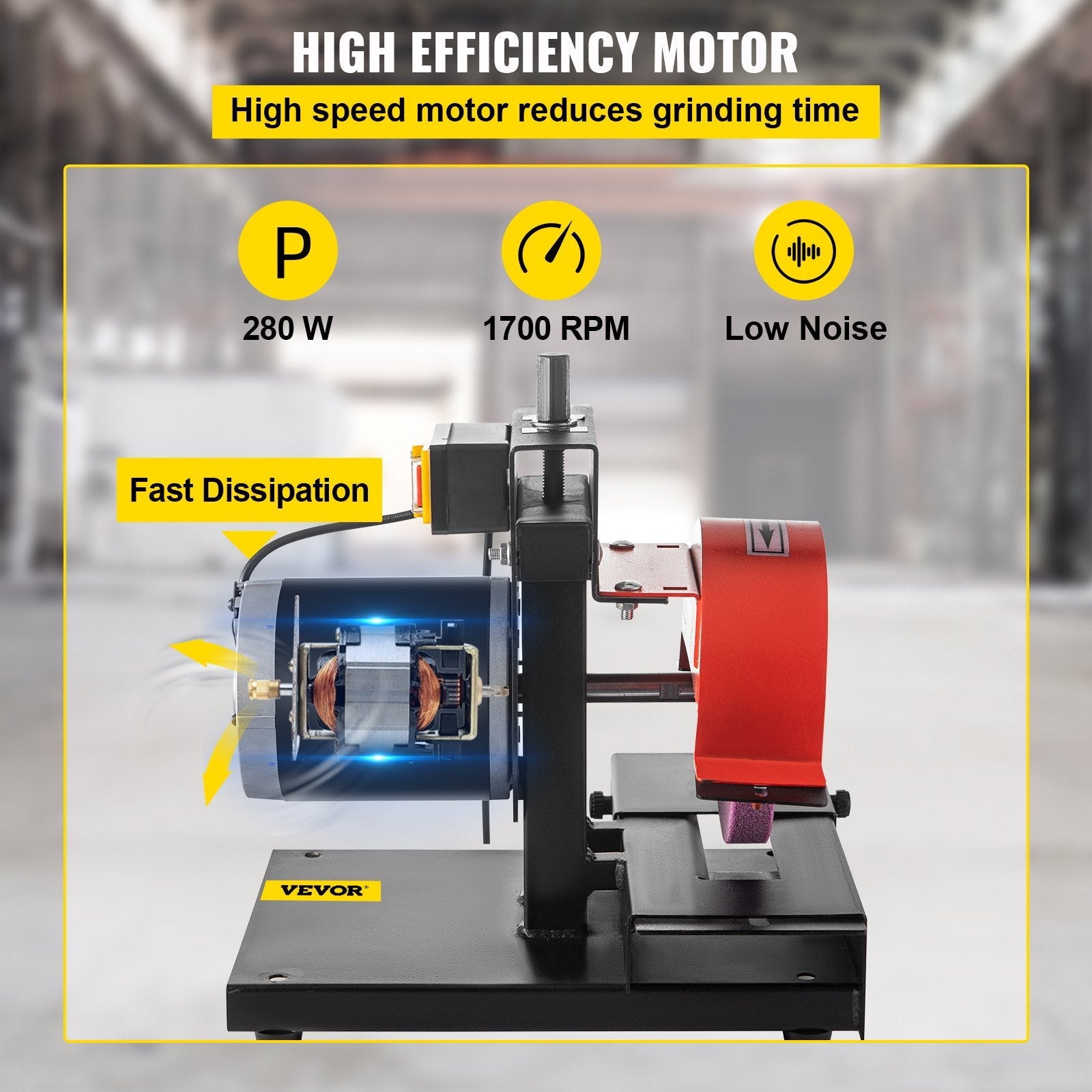VEVOR Lawnmower Blade Grinder, 1/3 HP 1700 RPM Motor with 8\'\' Diameter 1 inch Thickness Wheel, 2.8 inch Adjustable Height Steel Sharper for Blades & Tool Grinding in Garden or Workshop
