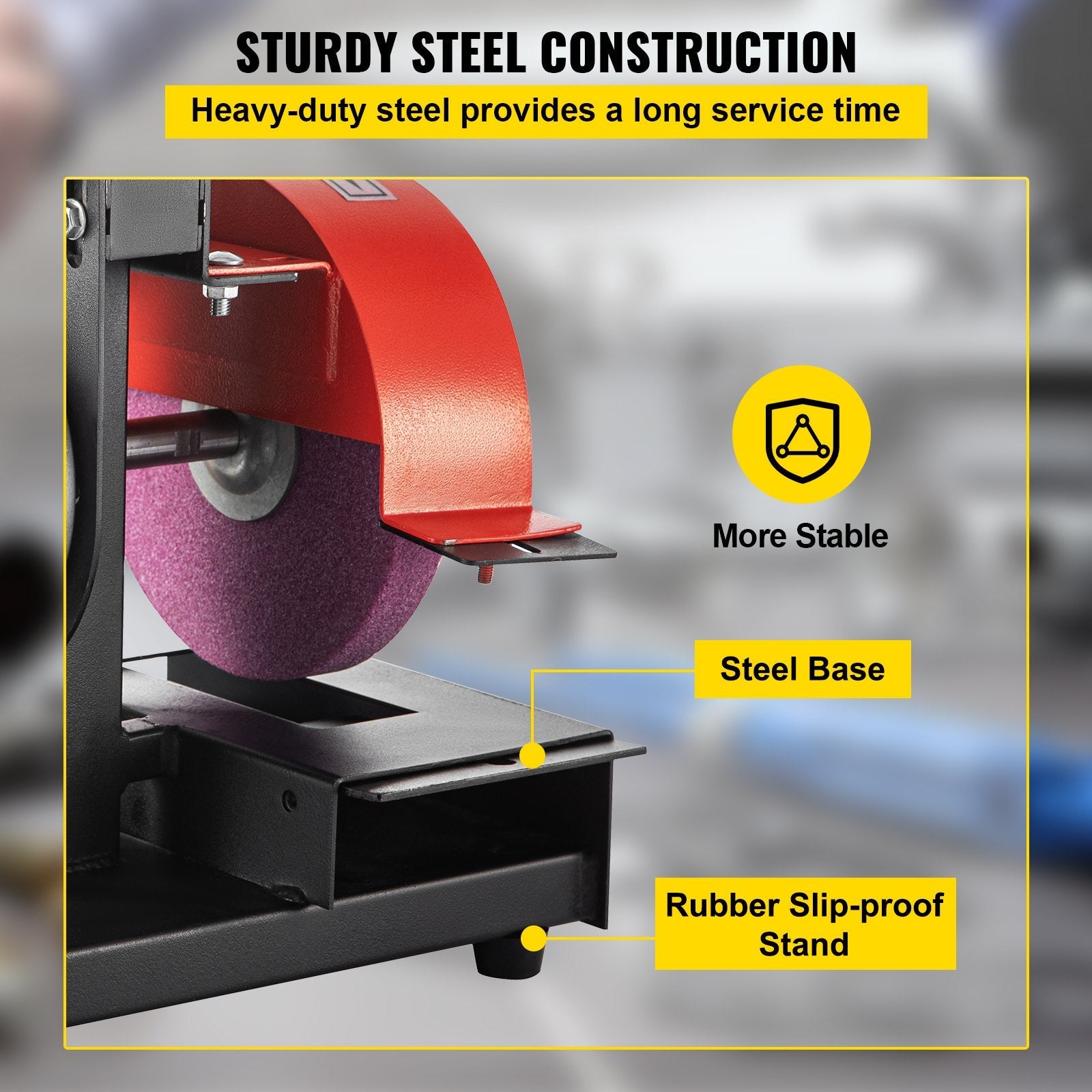 VEVOR Lawnmower Blade Grinder, 1/3 HP 1700 RPM Motor with 8\'\' Diameter 1 inch Thickness Wheel, 2.8 inch Adjustable Height Steel Sharper for Blades & Tool Grinding in Garden or Workshop