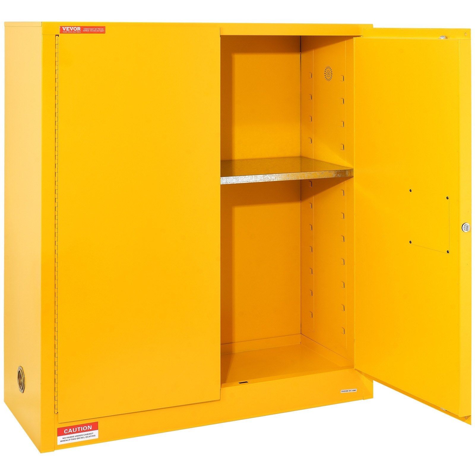 VEVOR Flammable Safety Cabinet, 30 Gal, Cold-Rolled Steel Flammable Liquid Storage Cabinet, 43.1x18.1x50.1 in Explosion Proof with 1 Adjustable Shelf 2 Manual Closing Doors for Industrial Use, Yellow