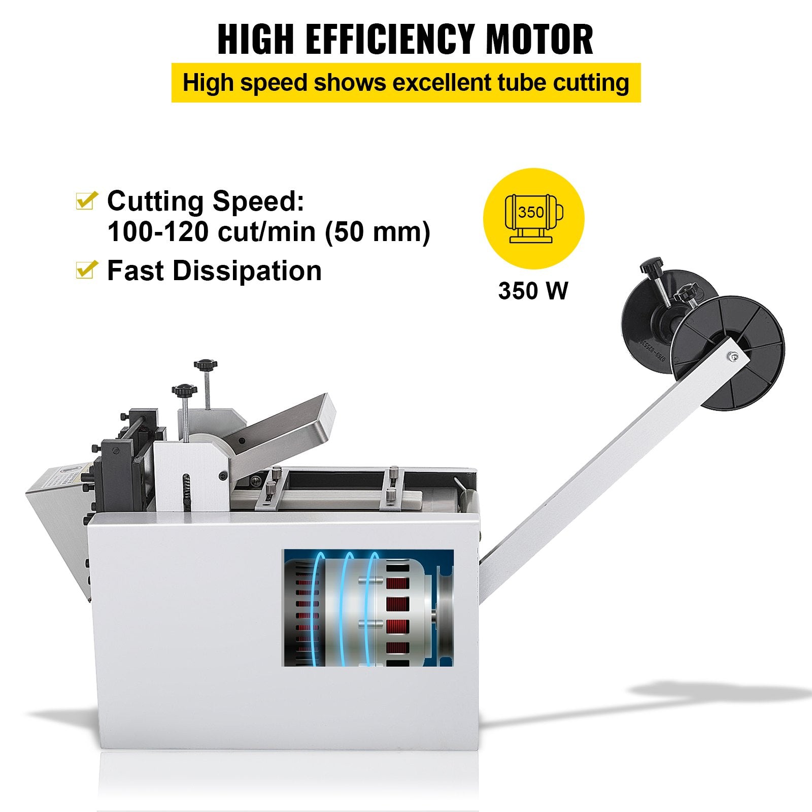 VEVOR Automatic Heat-Shrink Tube Cutting Machine 250W YS100 Tube Cable Pipe Cutter Precise Efficient Tube Cable Pipe Cutter Cutting Machine for Sleeve, Rubber/Plastic Tube, Small Wire, Sheet, Film