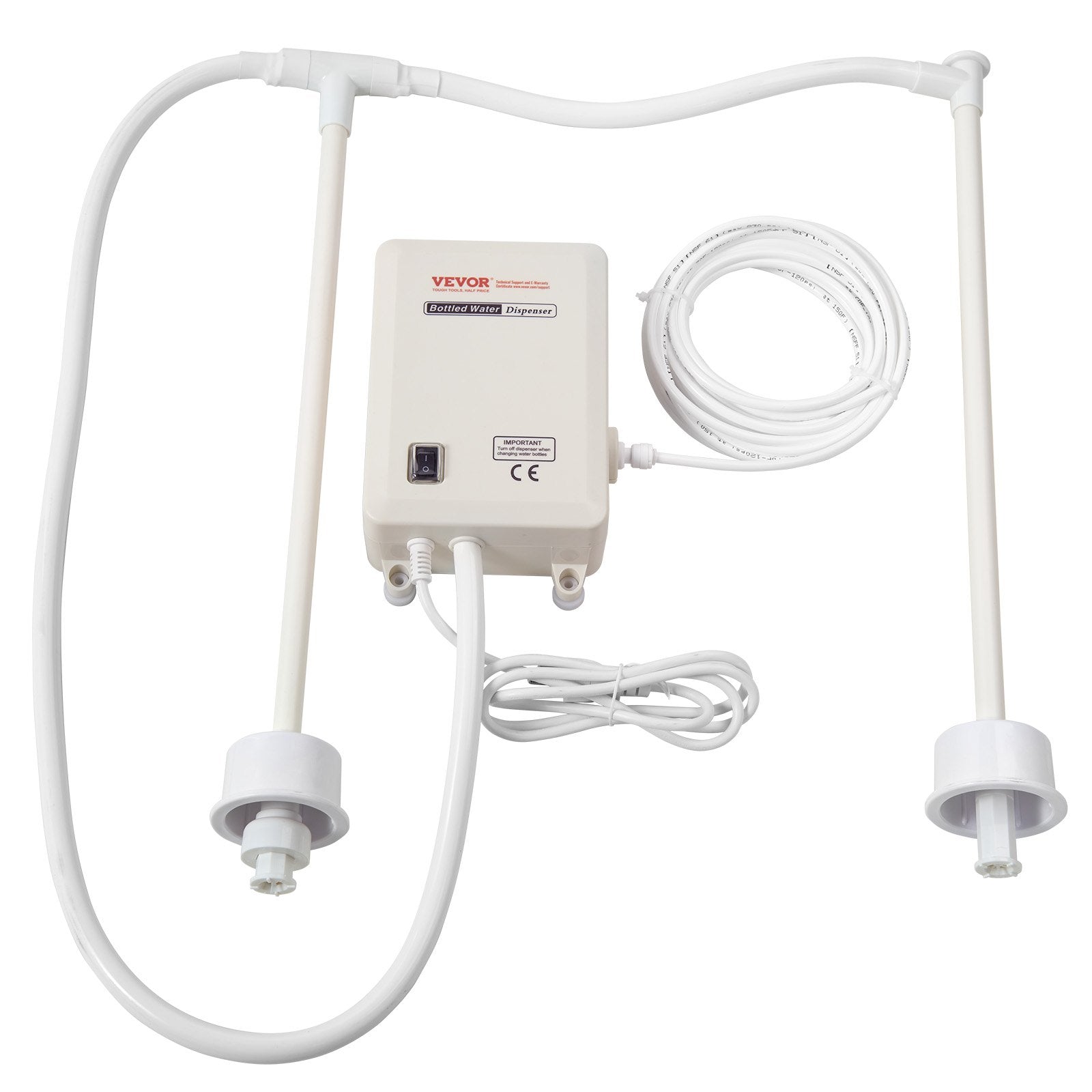VEVOR Bottled Water Dispensing System 20 ft Water Dispensing Pump System with US Plug 115V AC Perfect for 5 Gallon Bottle (Dual Inlet) Bottled Water Dispensing System 20 ft with with US Plug 115V AC P