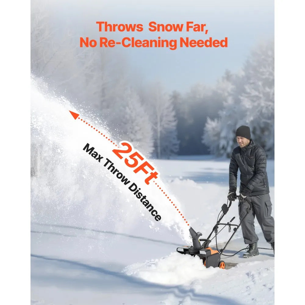 20-Inch Electric Snow Blower with 15A Motor, Dual LED Headlights and Rotating Chute